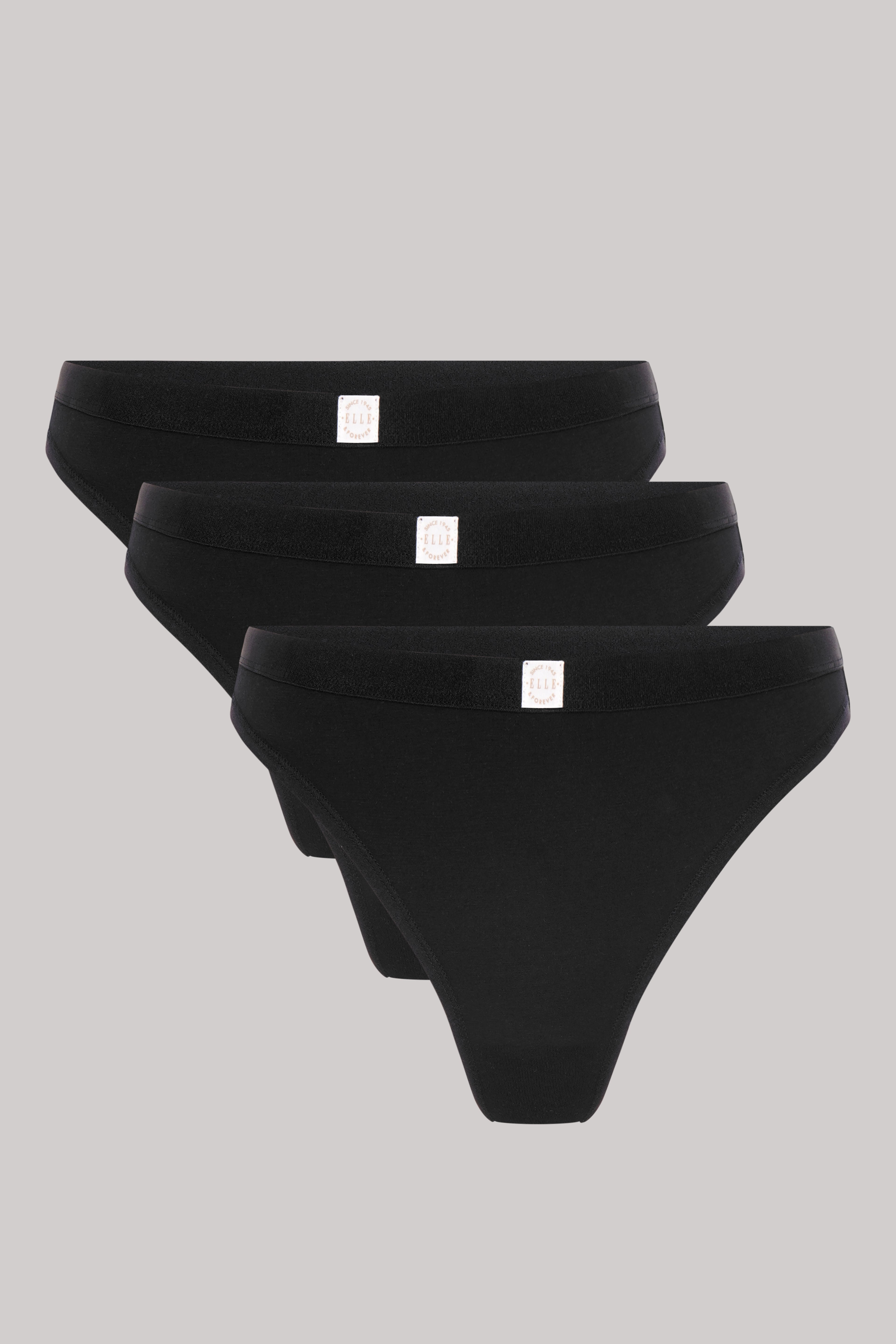 3 Pack Super Soft Cotton Heritage Patch Thongs in Black RRP £22