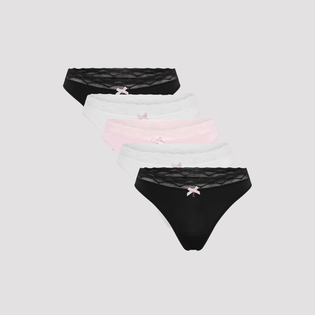 Multi Pack (5) Lace Waist Thongs RRP £44