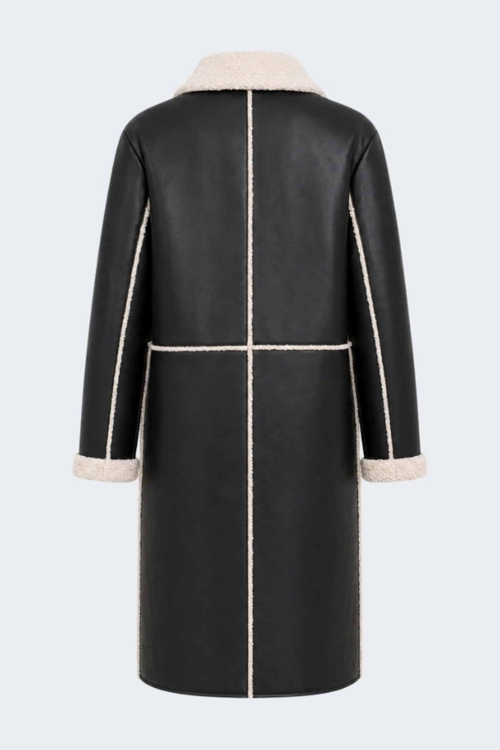Elle Avery Longline Faux-Shearling Coat Black RRP £349