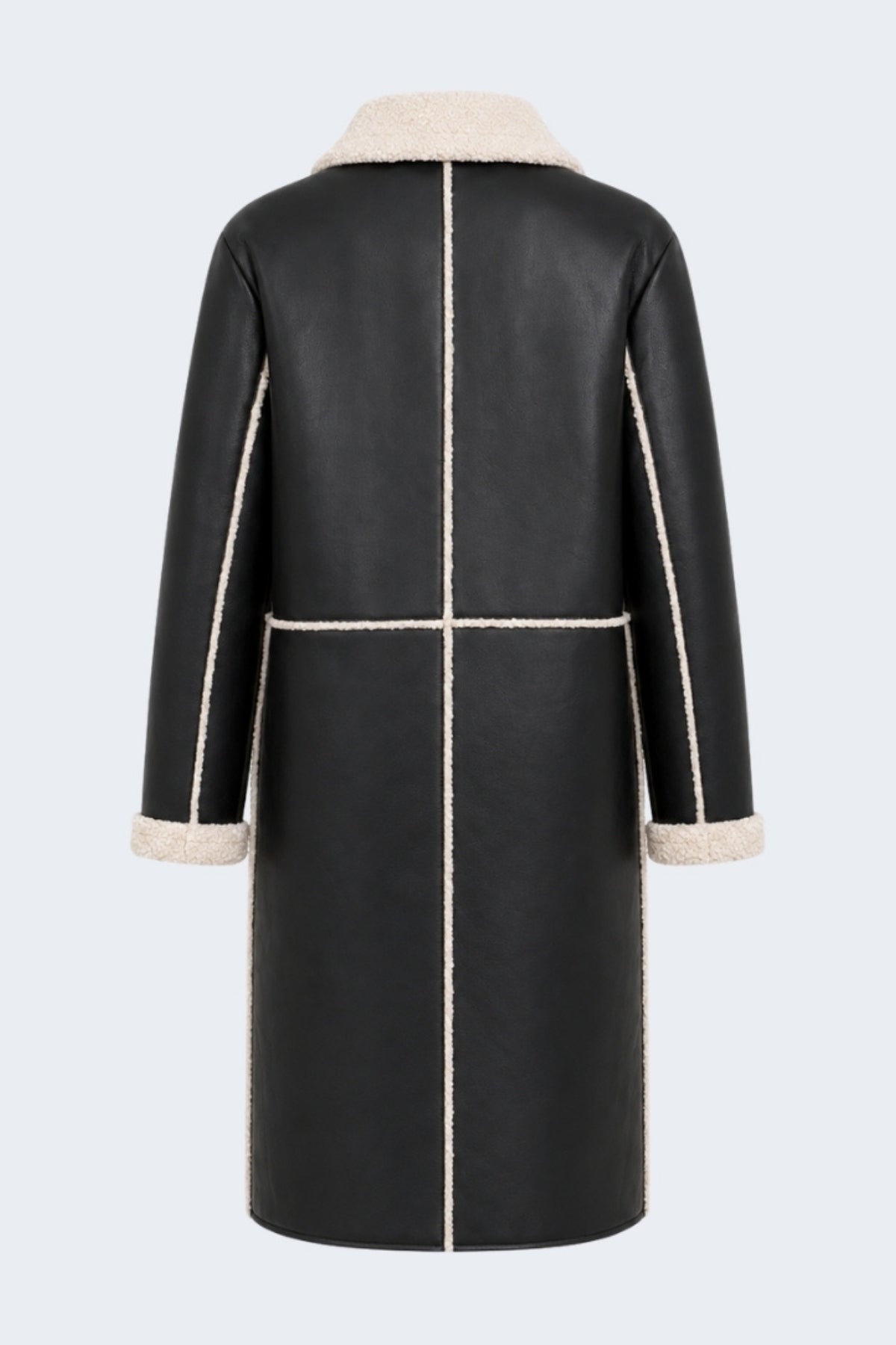 Elle Avery Longline Faux-Shearling Coat Black RRP £349
