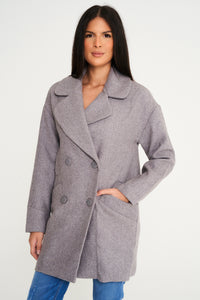 Elle Ladies Alice Wool Coat in Grey RRP £179