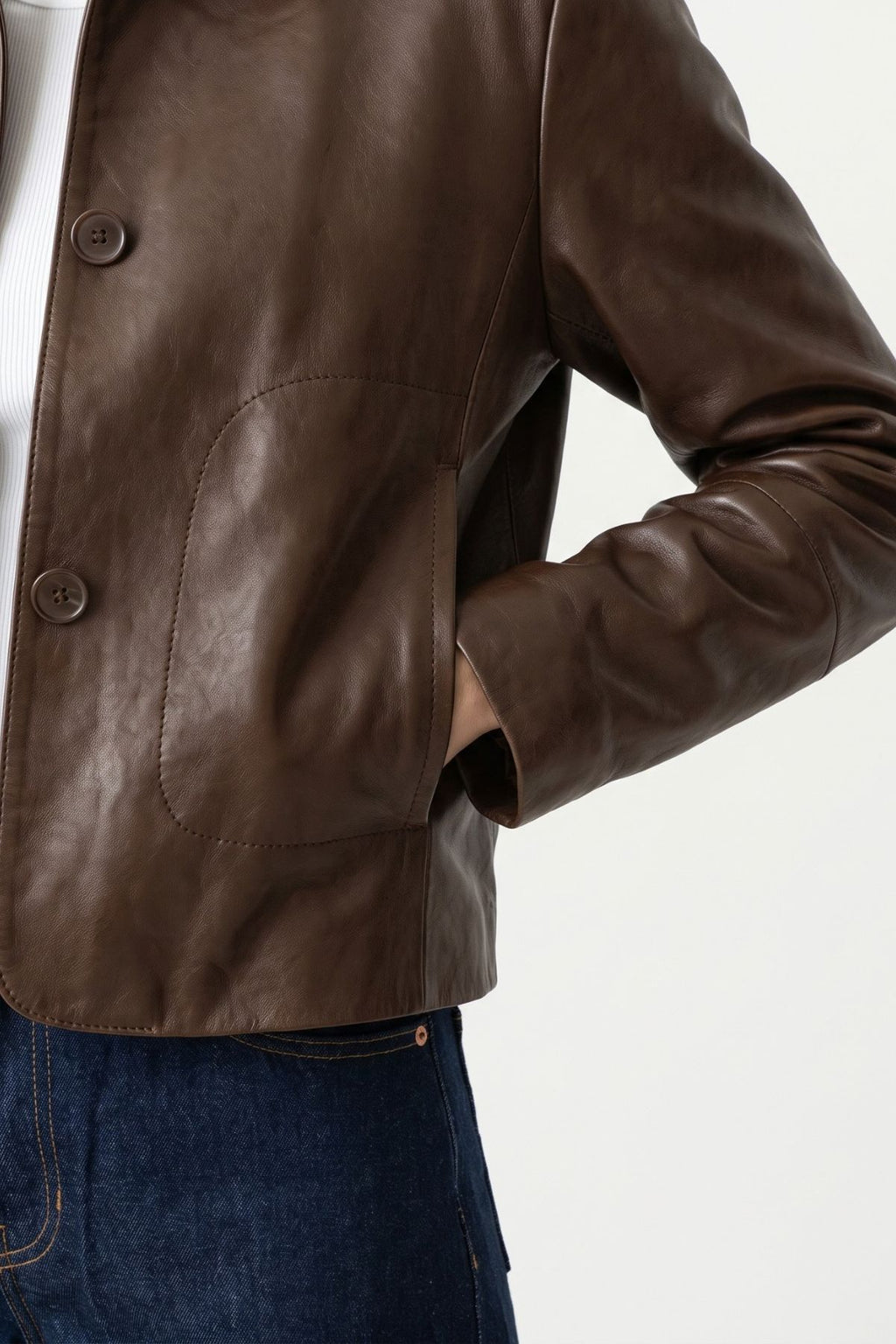 Megan Pelle D’annata Real Leather Jacket in Chocolate RRP £279