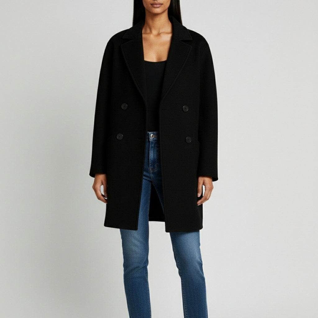 Elle Ladies Alice Wool Coat in Black RRP £179