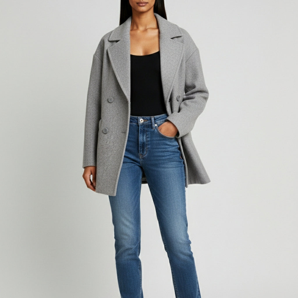 Elle Ladies Alice Wool Coat in Grey RRP £179