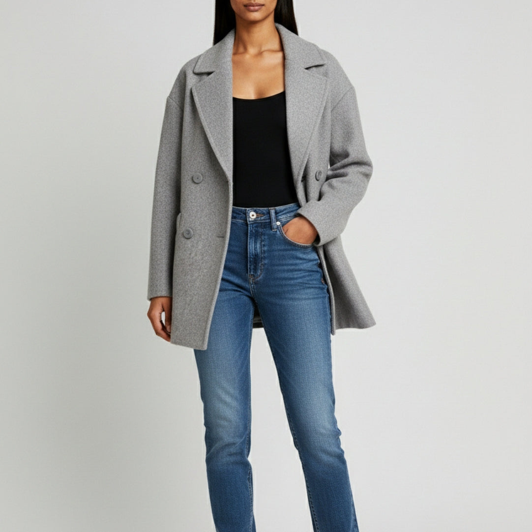 Elle Ladies Alice Wool Coat in Grey RRP £179