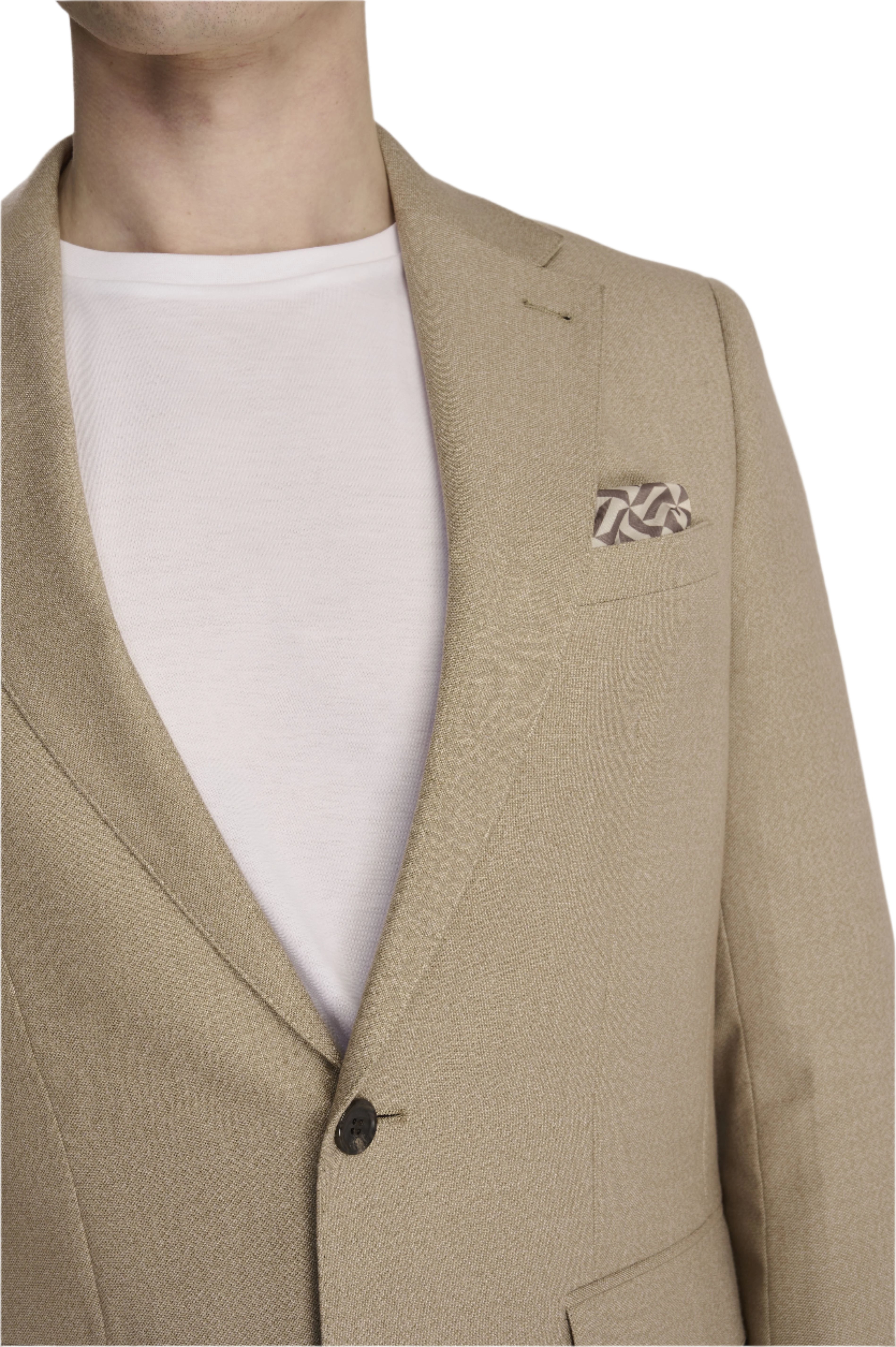 Archie Melange Slim Fit Suit Jacket in Beige RRP £119
