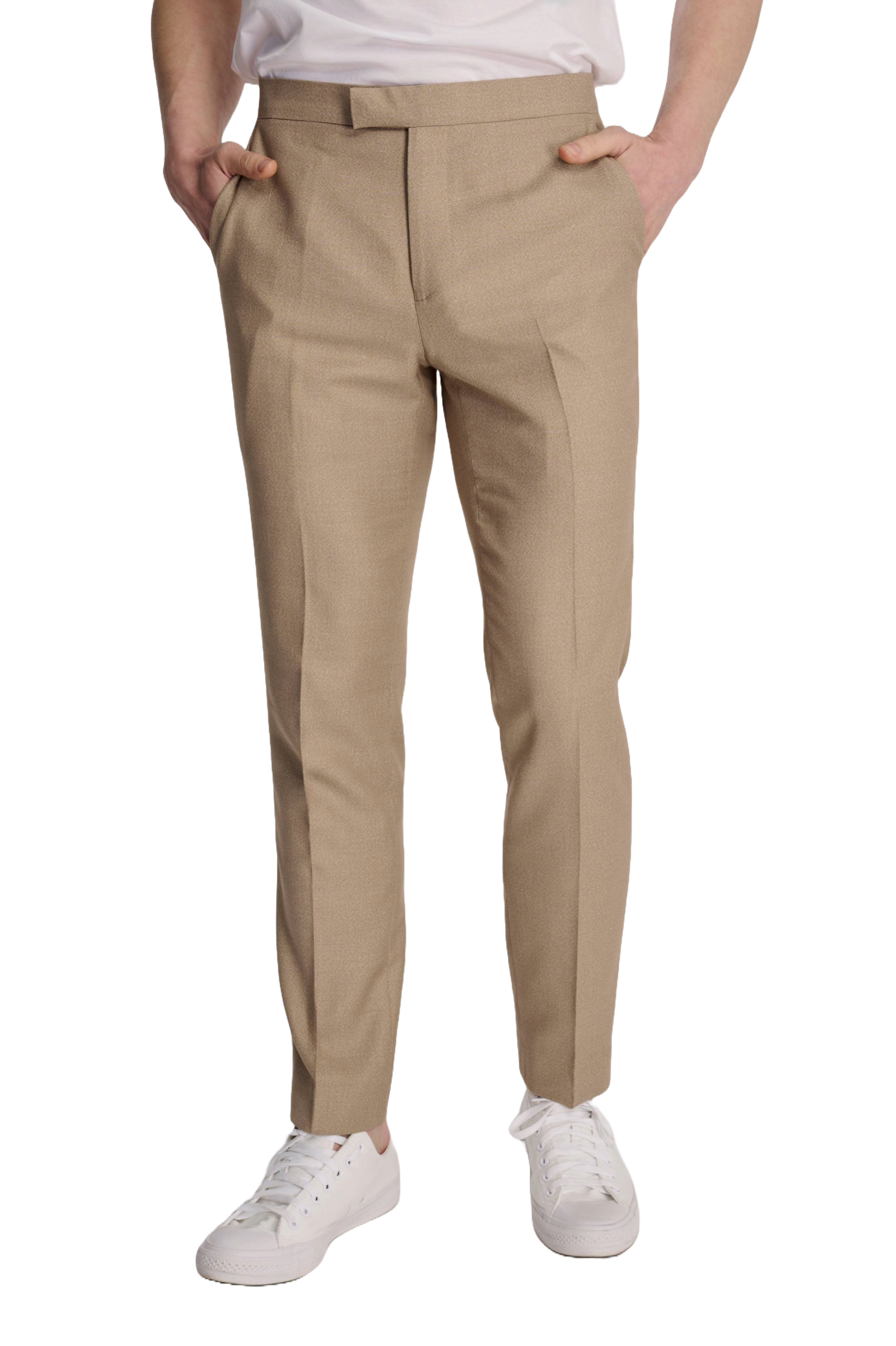 Archie Melange Slim Fit Suit Trousers in Beige RRP £65