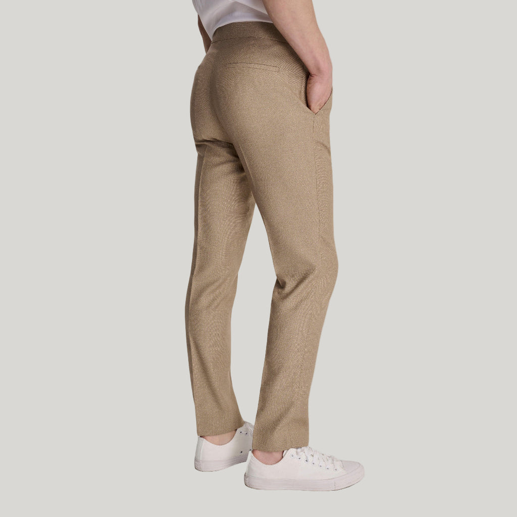 Archie Melange Slim Fit Suit Trousers in Beige RRP £65