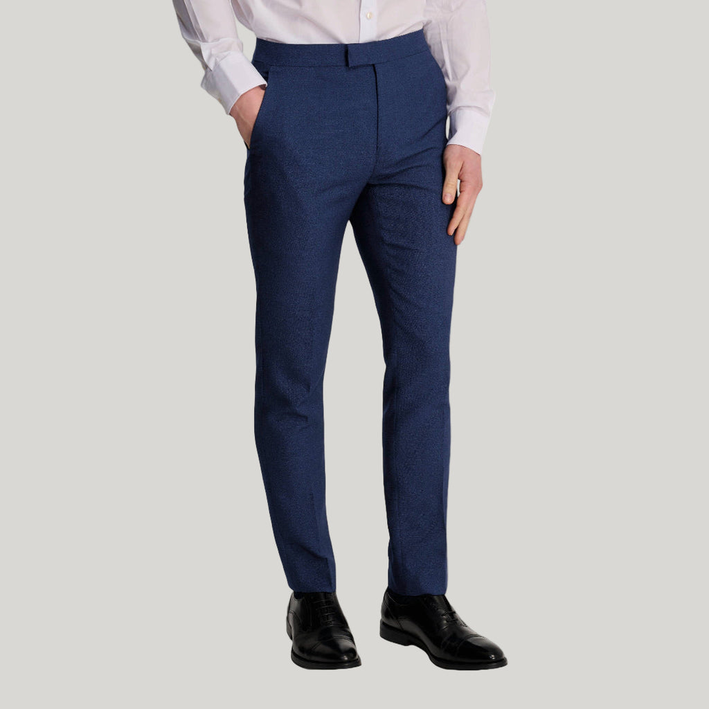 Archie Melange Slim Fit Suit Trousers in Blue RRP £65