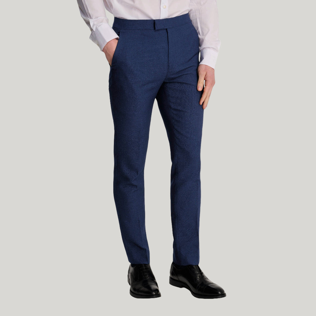 Archie Melange Slim Fit Suit Trousers in Blue RRP £65