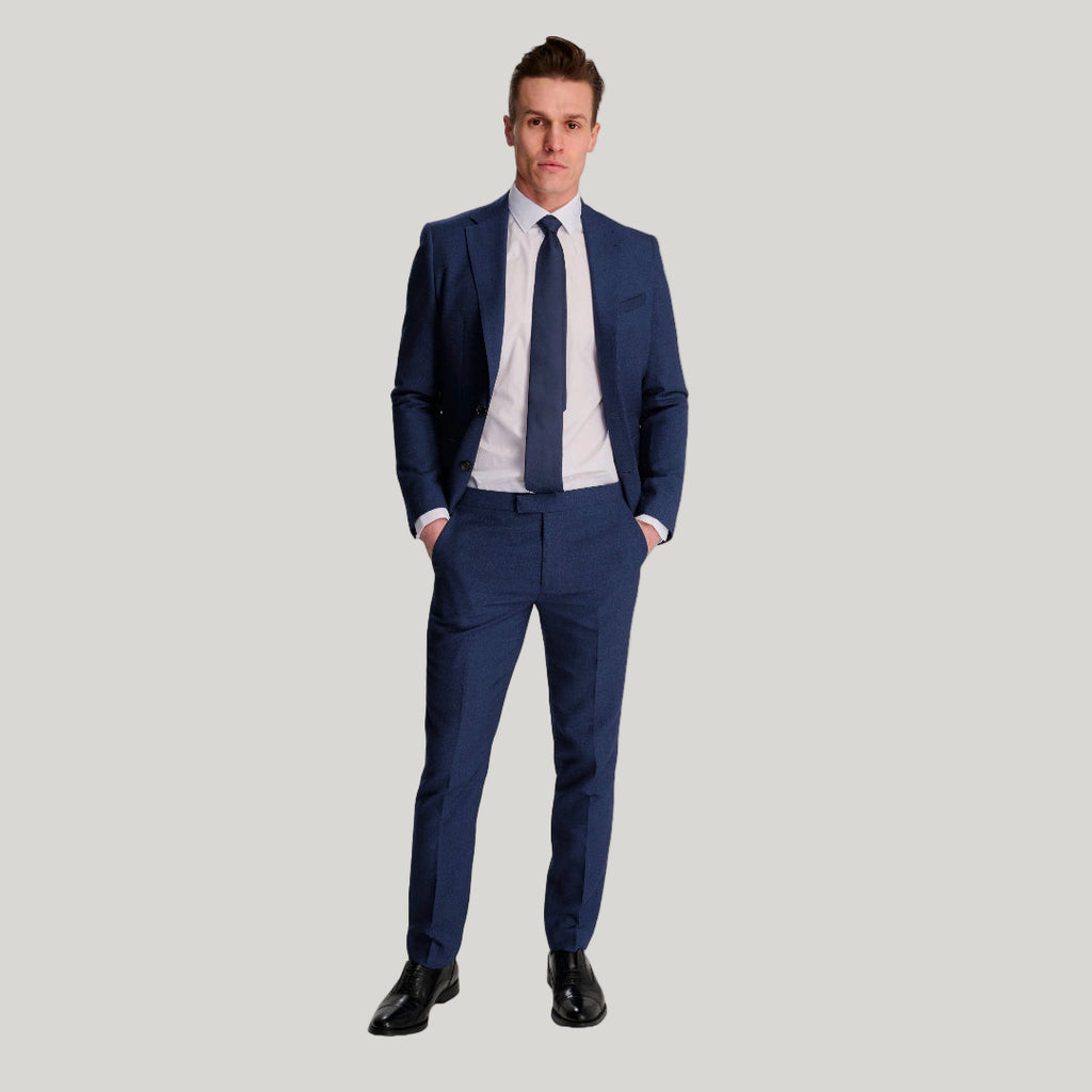 Archie Melange Slim Fit Suit Trousers in Blue RRP £65