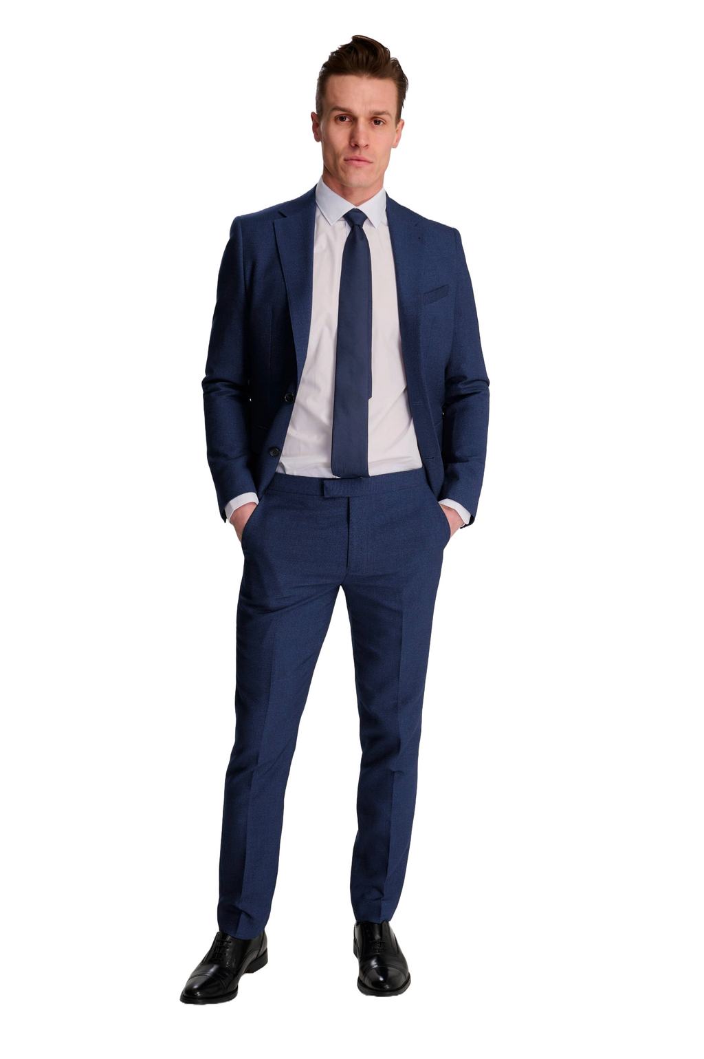 Archie Melange Slim Fit Suit Trousers in Blue RRP £65