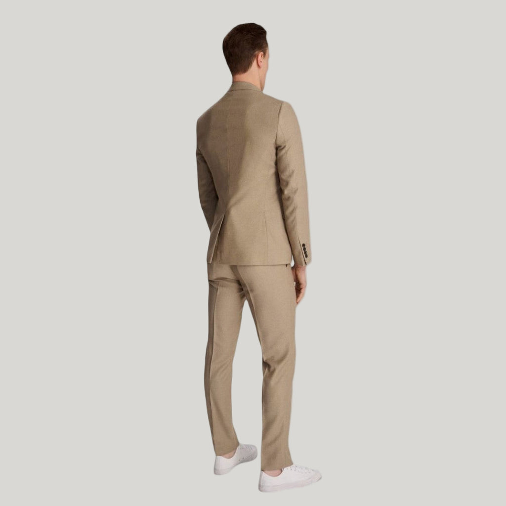 Archie Melange Slim Fit Suit Jacket in Beige RRP £119
