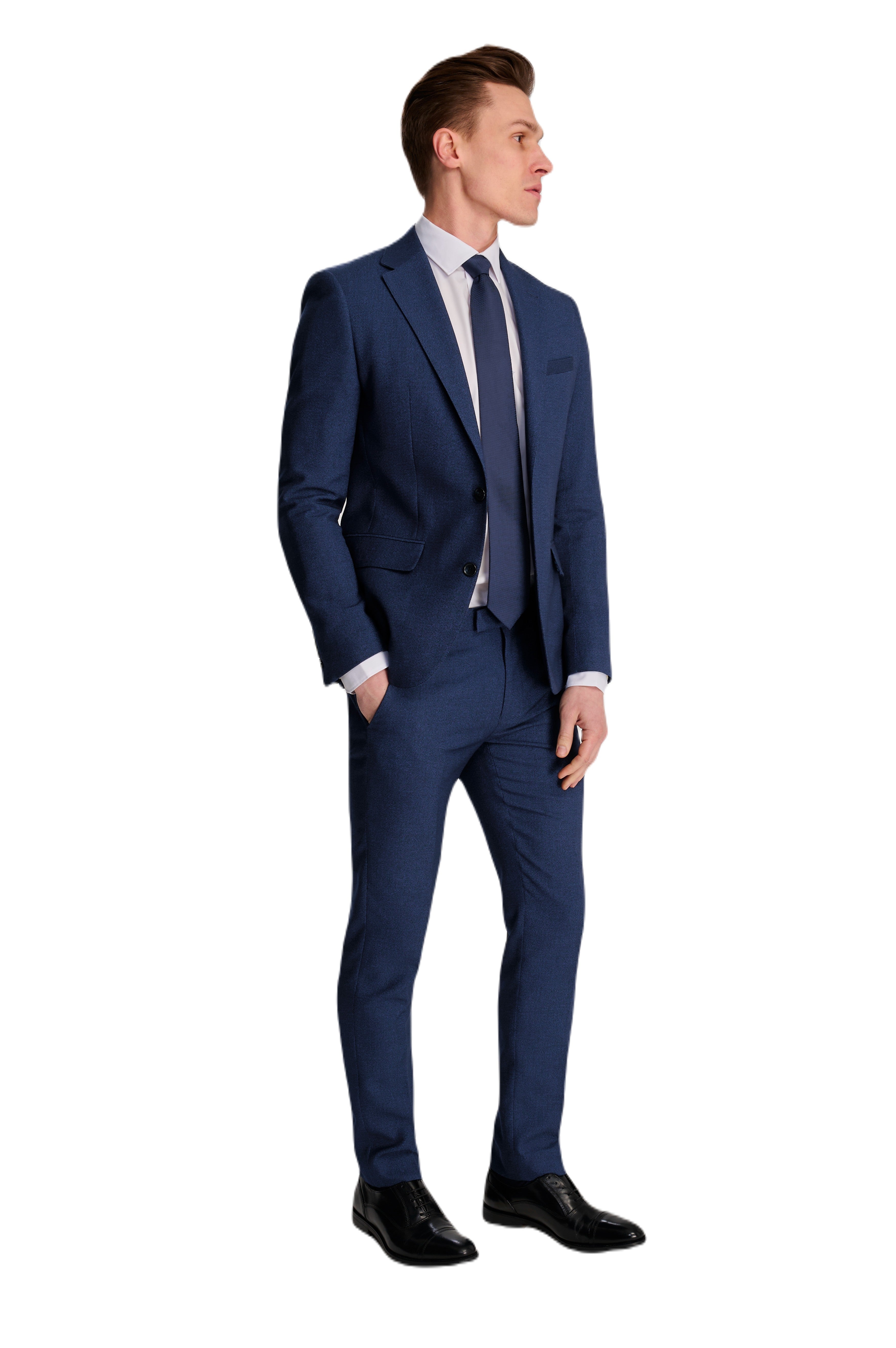 Archie Melange Slim Fit Suit Jacket in Blue RRP £119