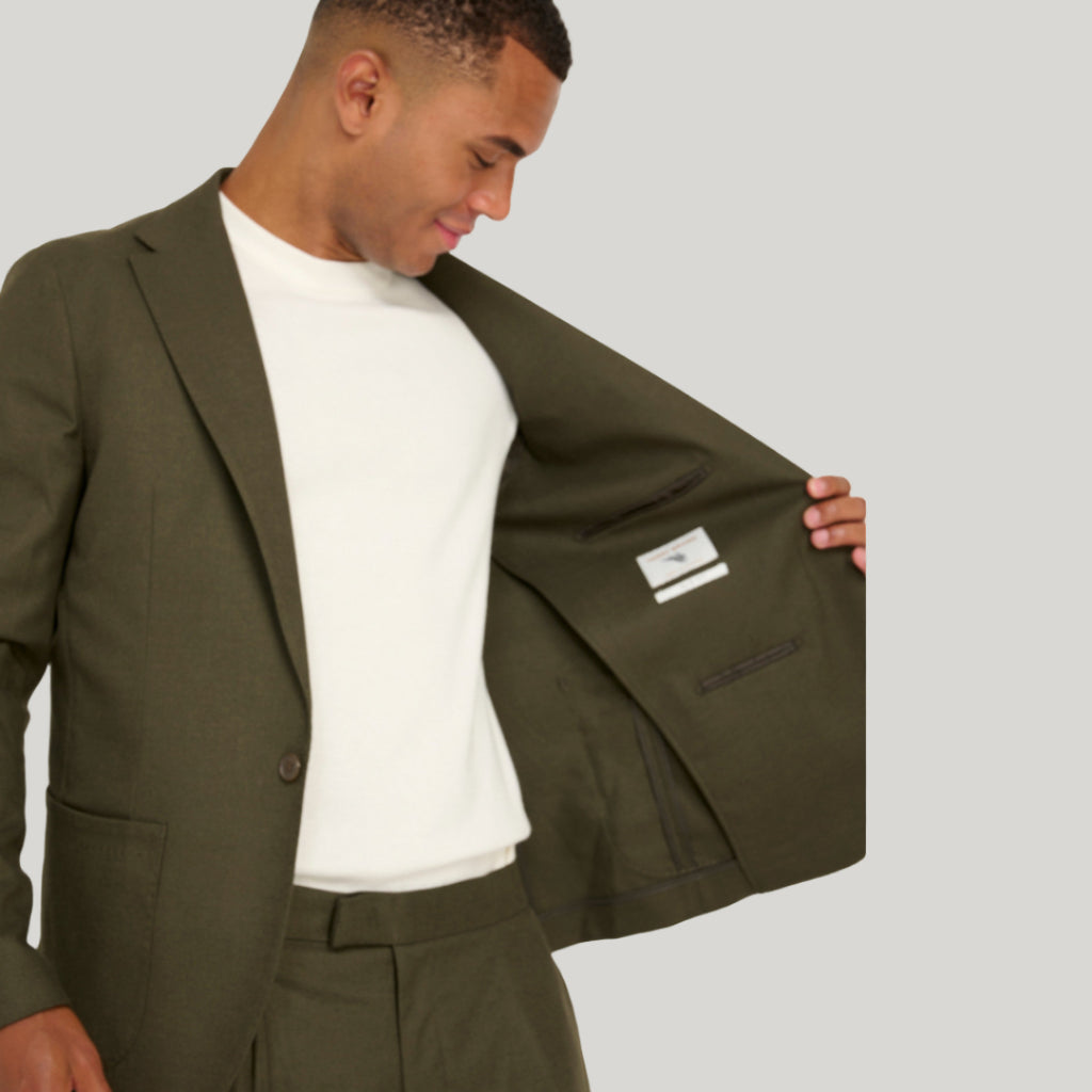 Arthur Flannel Blazer in Khaki RRP £159