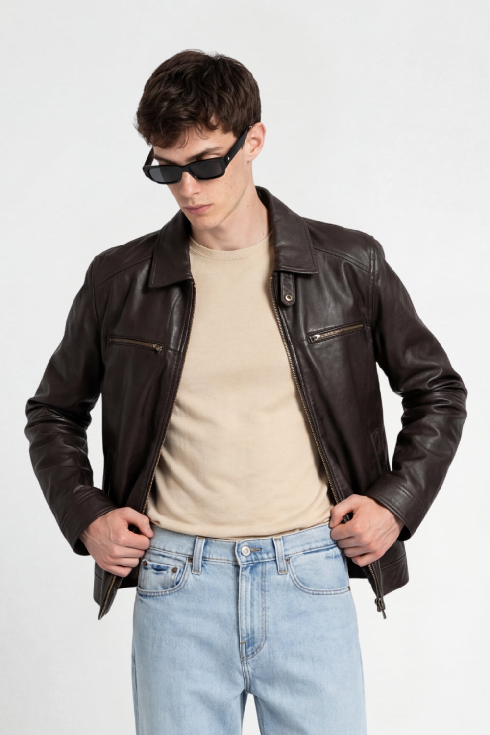 Harrington Leather Jacket in Brown RRP £269