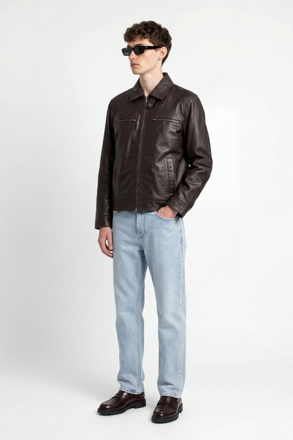 Harrington Leather Jacket in Brown RRP £269