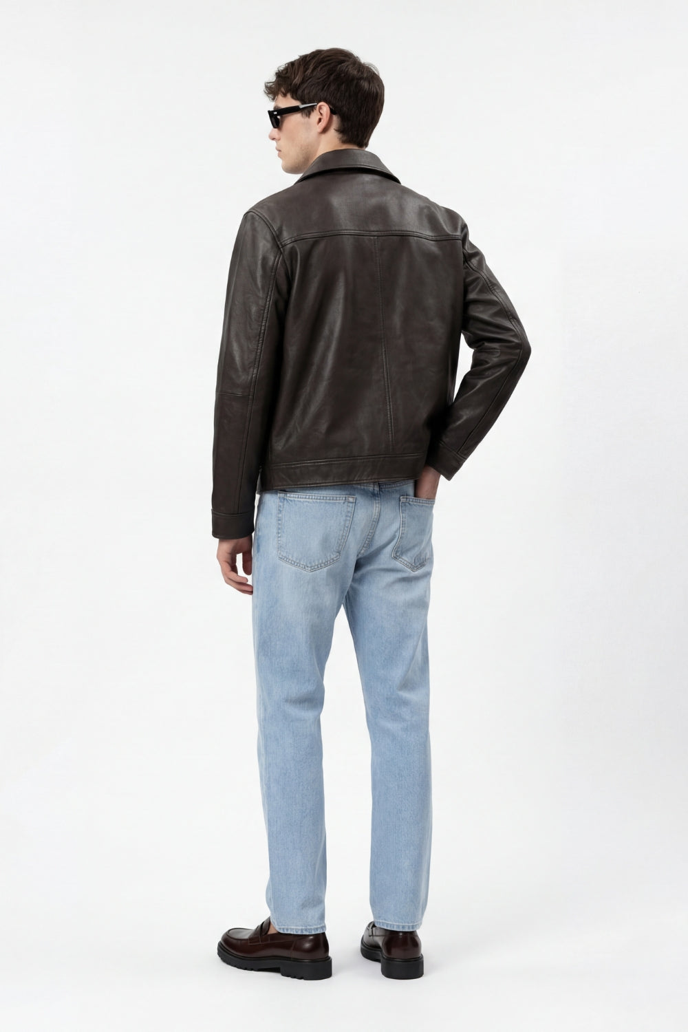 Harrington Leather Jacket in Brown RRP £269