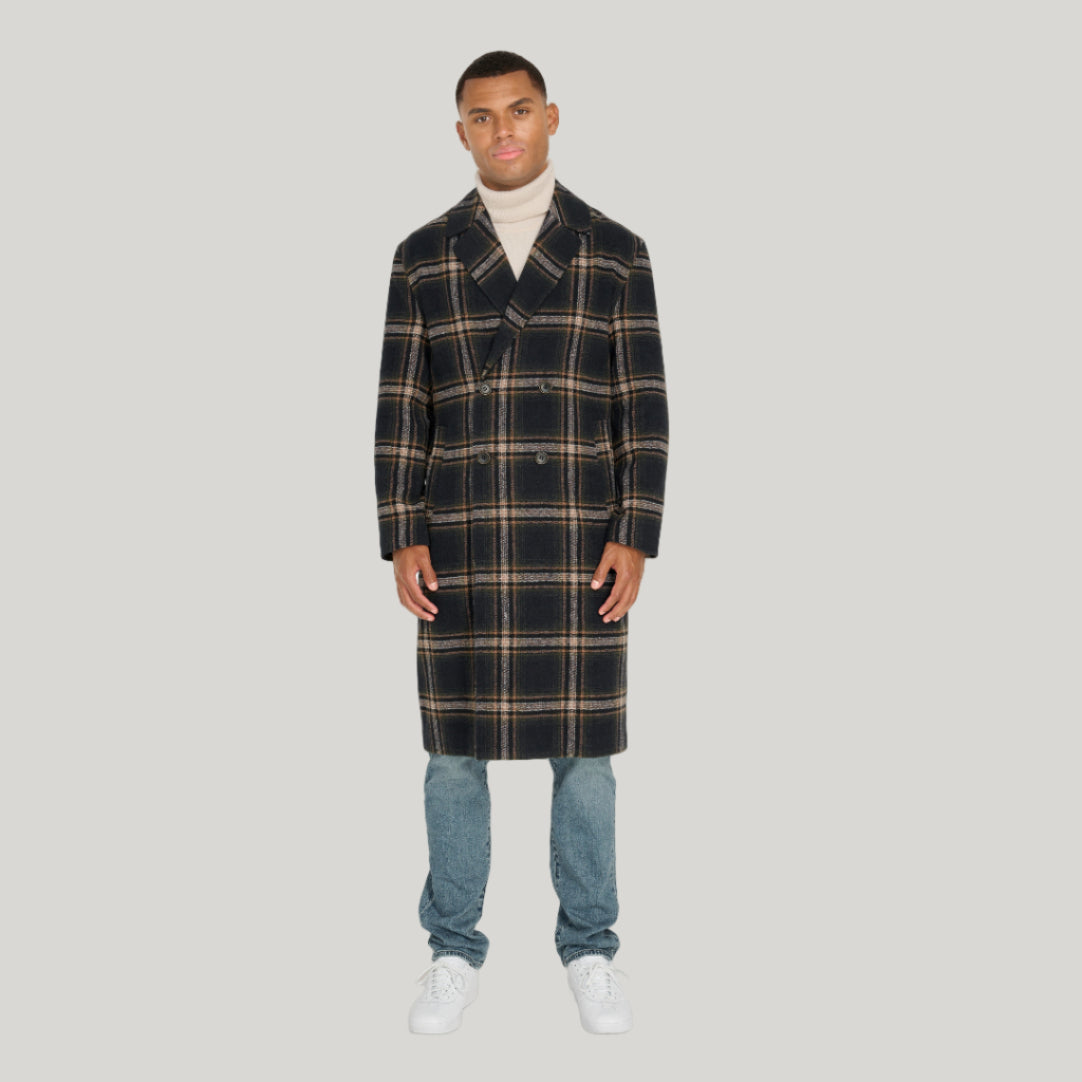 Jacob Fashion Wool Coat with Check Print RRP £179