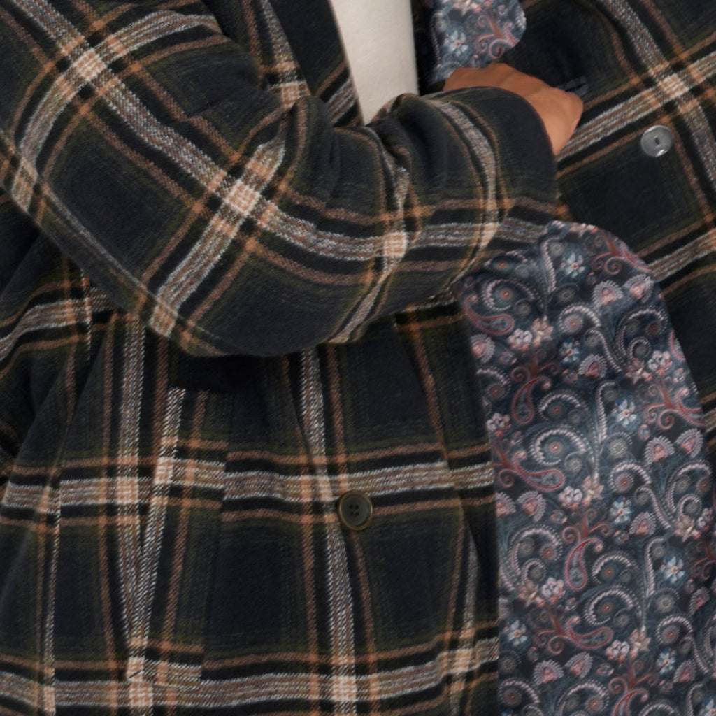 Jacob Fashion Wool Coat with Check Print RRP £179