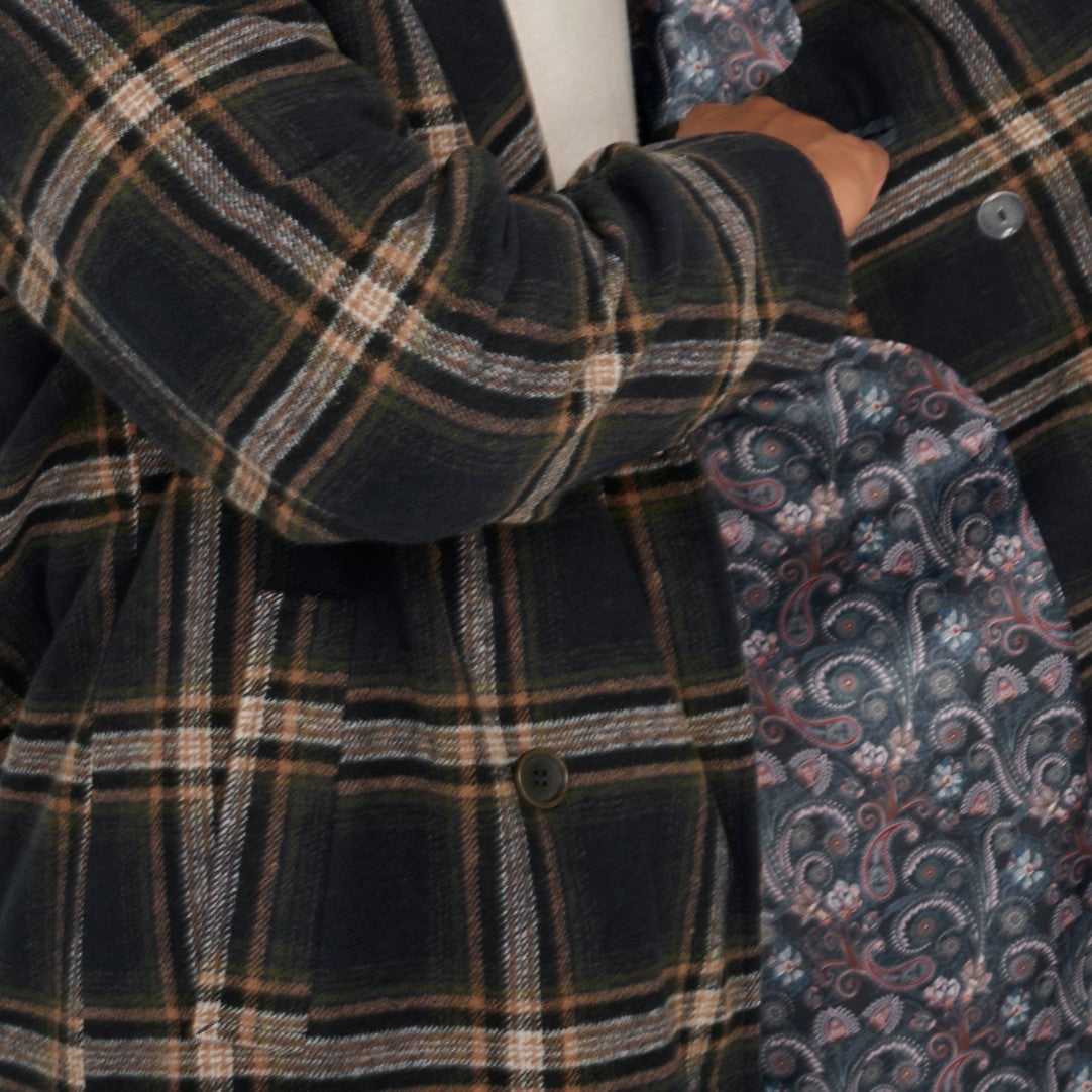 Jacob Fashion Wool Coat with Check Print RRP £179