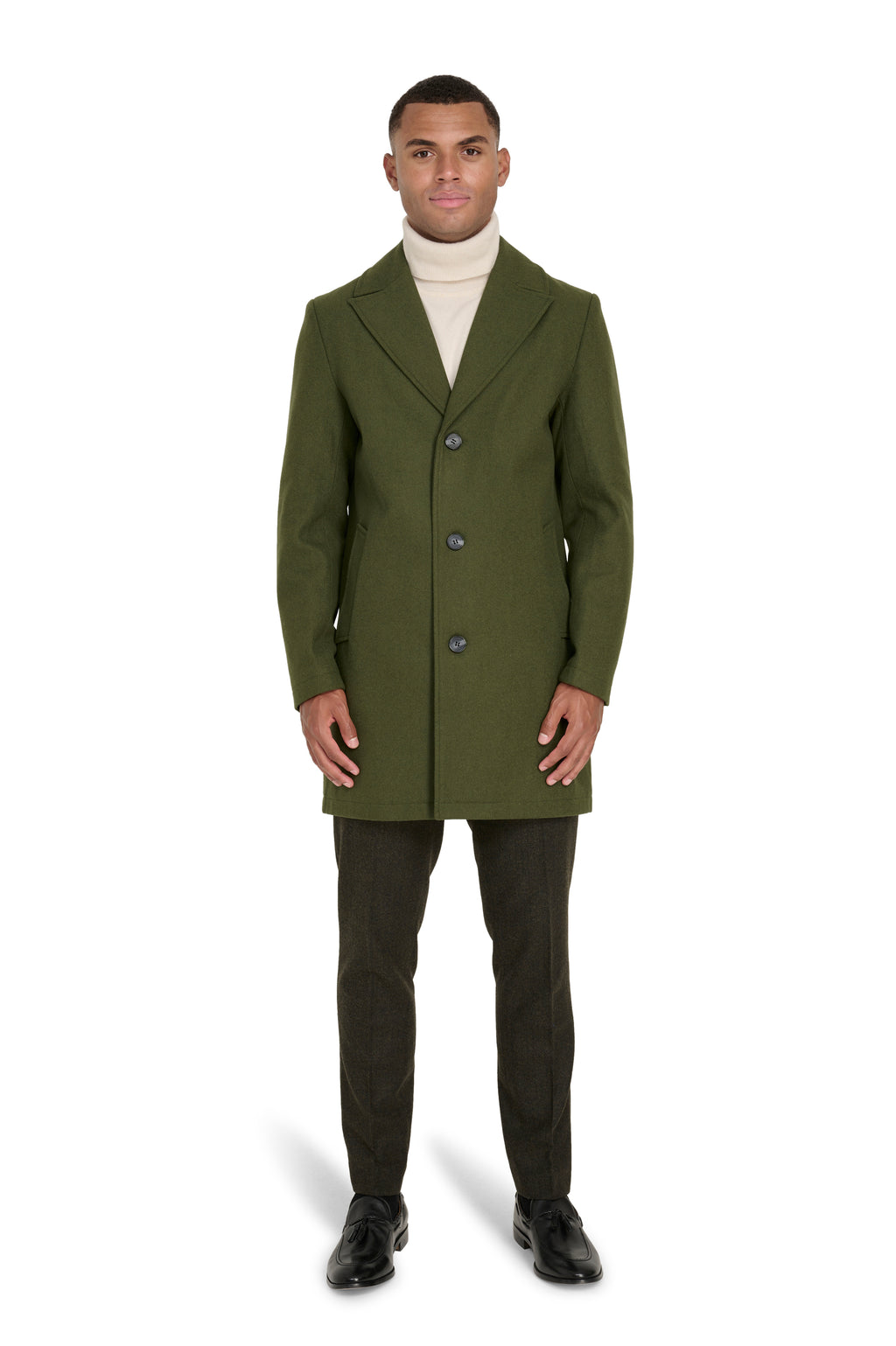 Josh Wool Melton Overcoat in Khaki RRP £179