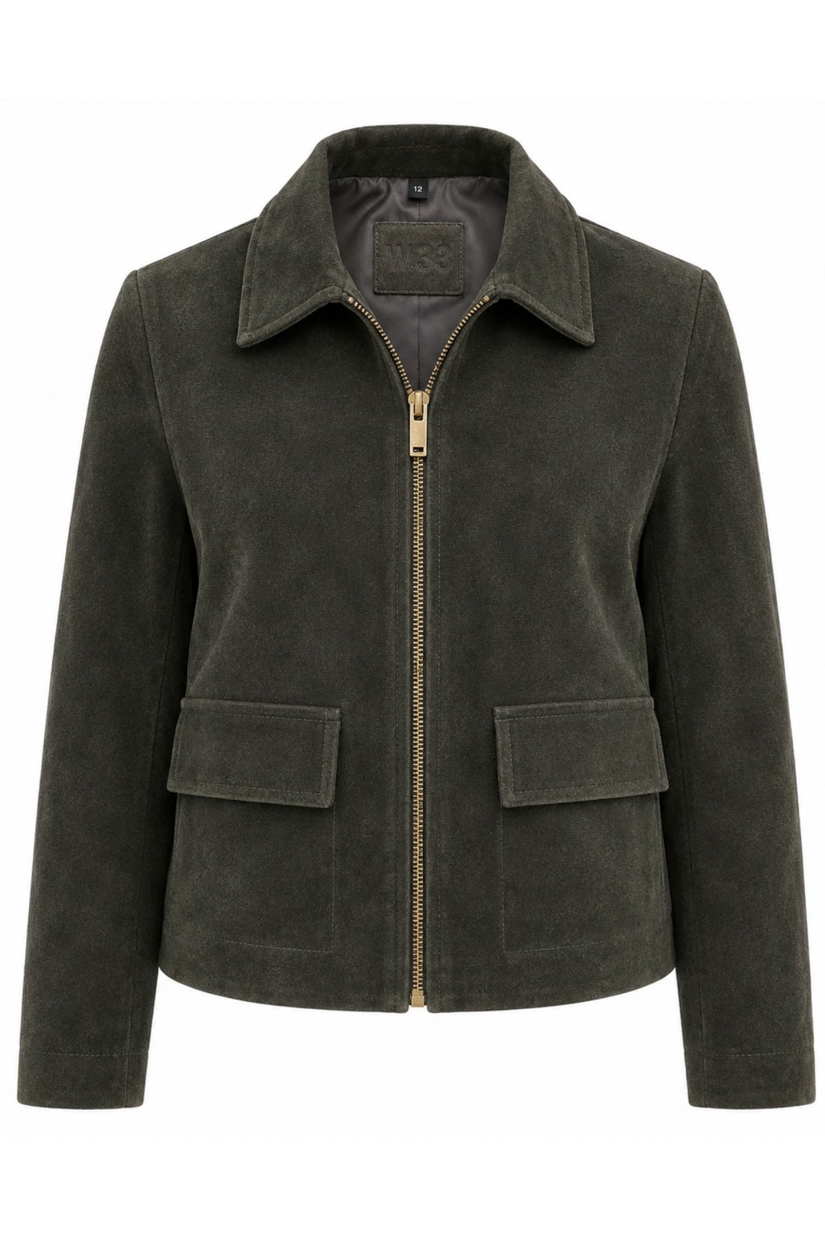 Suede Jacket in Olive RRP £289