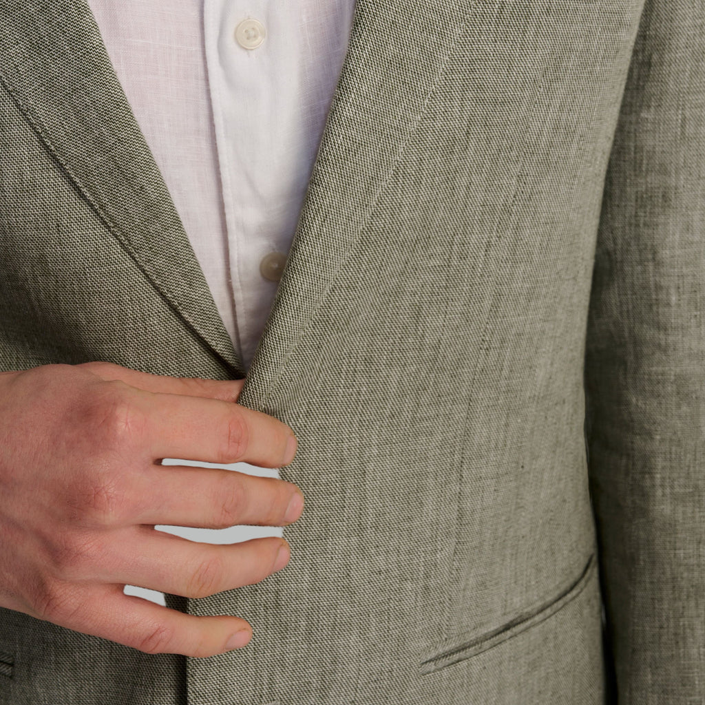 Giacomo Slim Fit Cotton Linen Suit Jacket in Green RRP £139