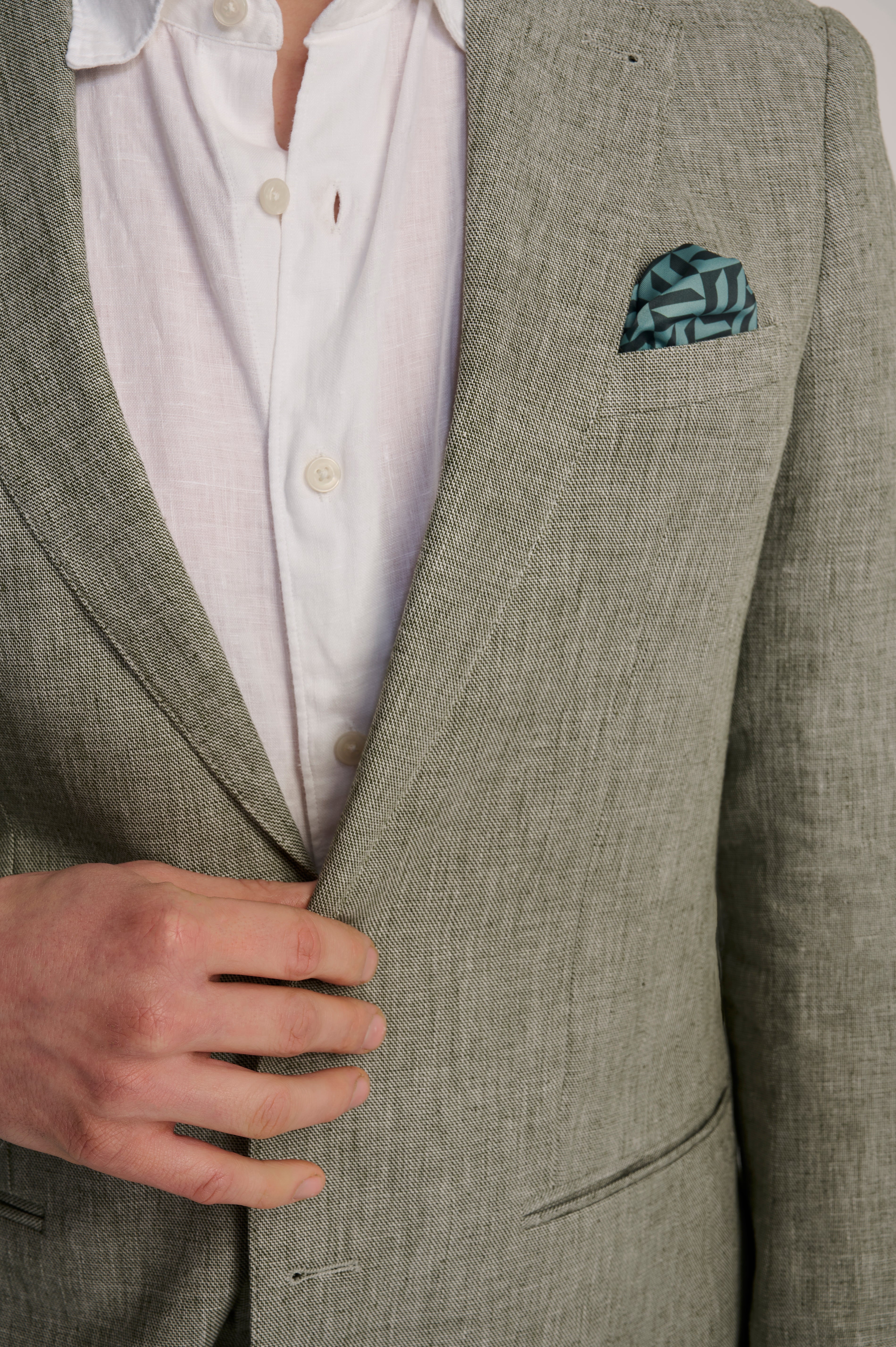 Giacomo Slim Fit Cotton Linen Suit Jacket in Green RRP £139