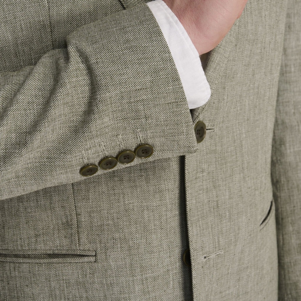 Giacomo Slim Fit Cotton Linen Suit Jacket in Green RRP £139