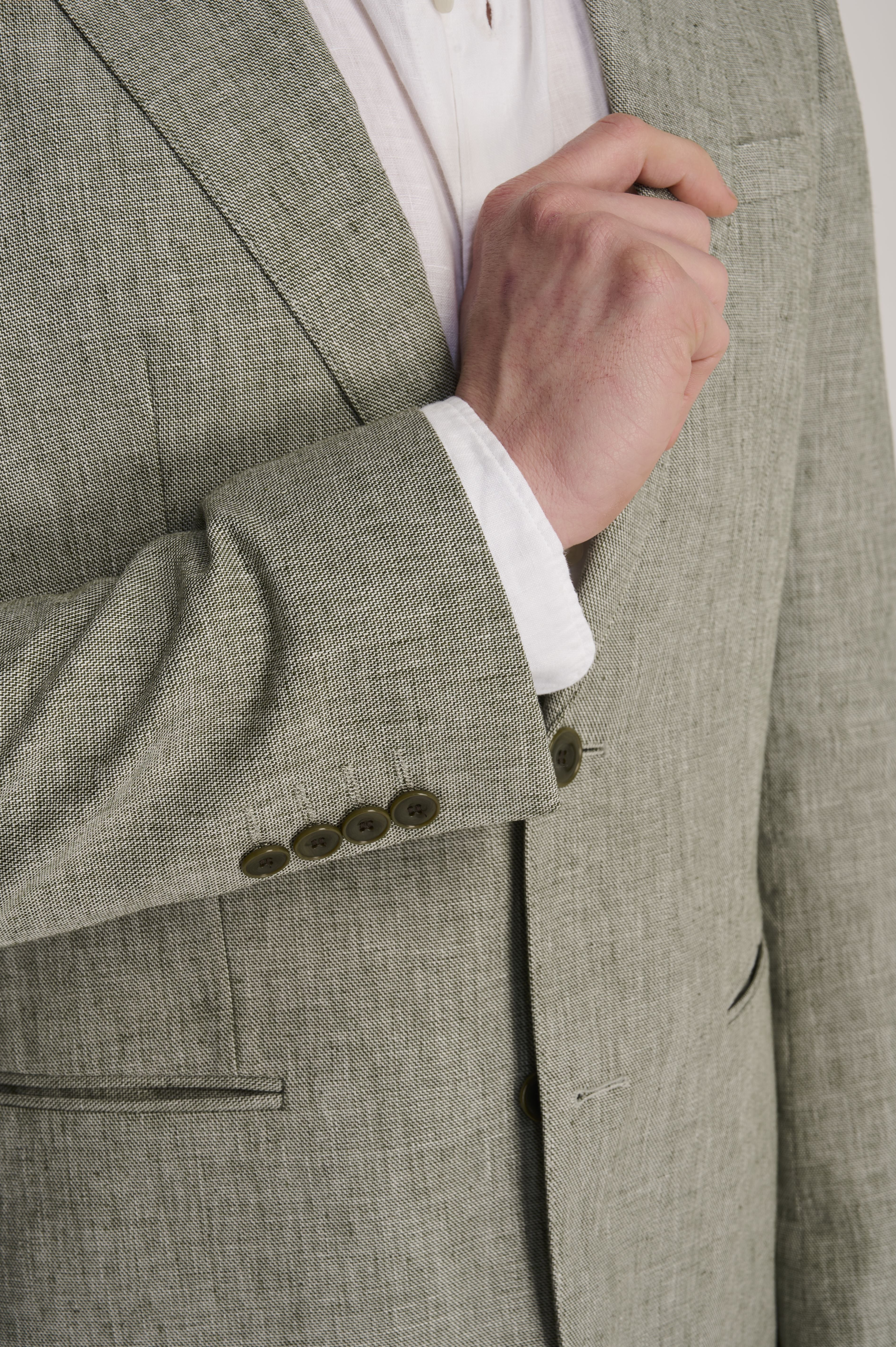 Giacomo Slim Fit Cotton Linen Suit Jacket in Green RRP £139