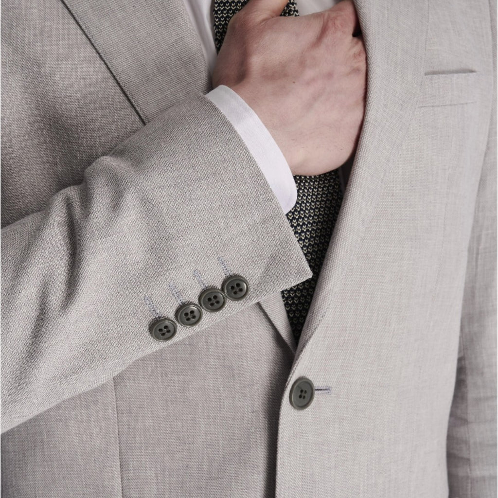 Giacomo Slim Fit Cotton Linen Suit Jacket in Grey RRP £139