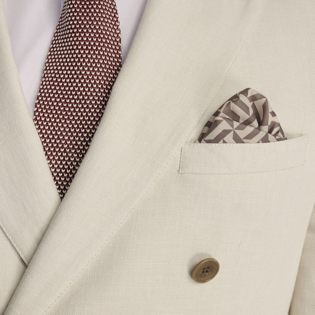 Giacomo Cotton Linen Double Breasted Suit Jacket in Stone RRP £139