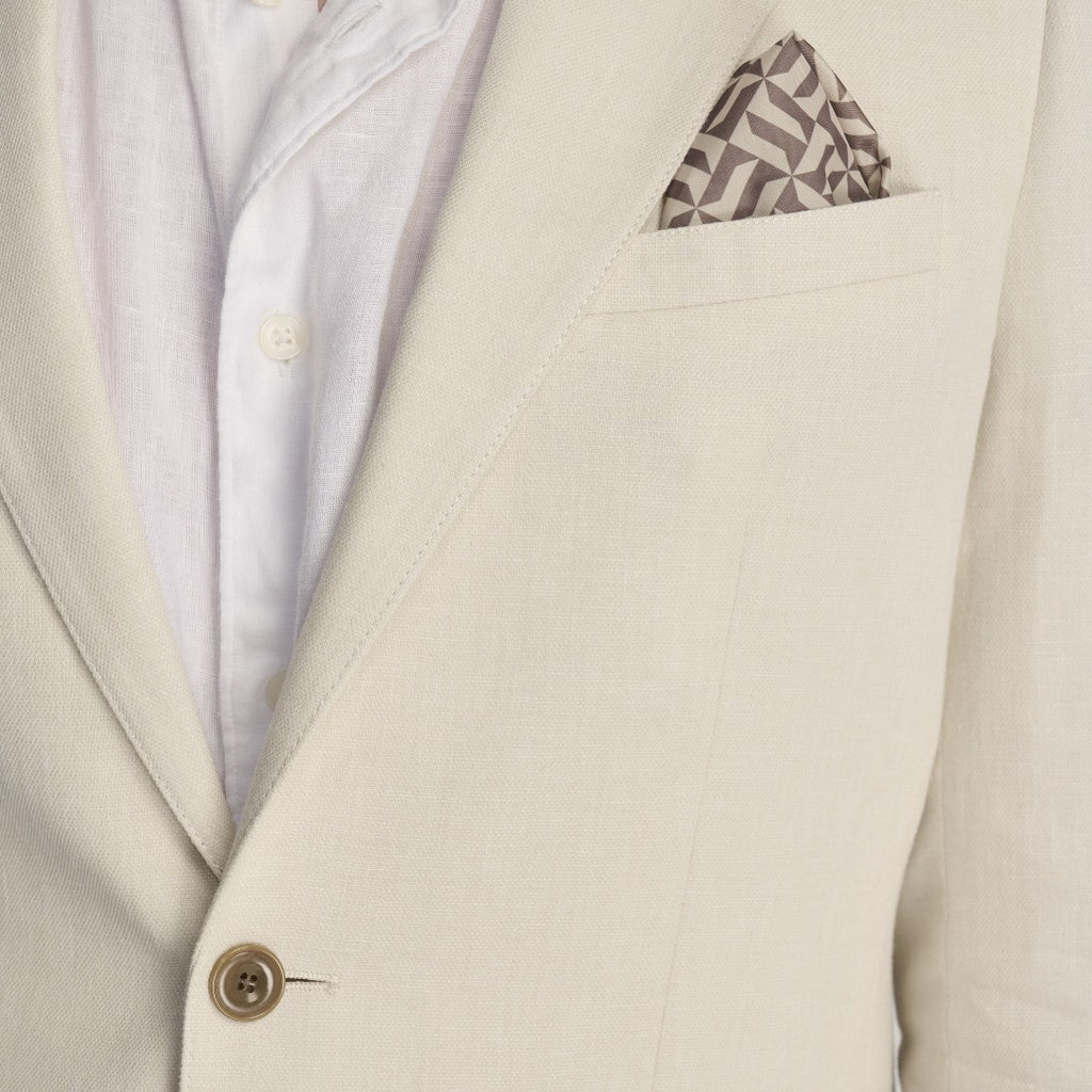 Giacomo Slim Fit Cotton Linen Suit Jacket in Stone RRP £139