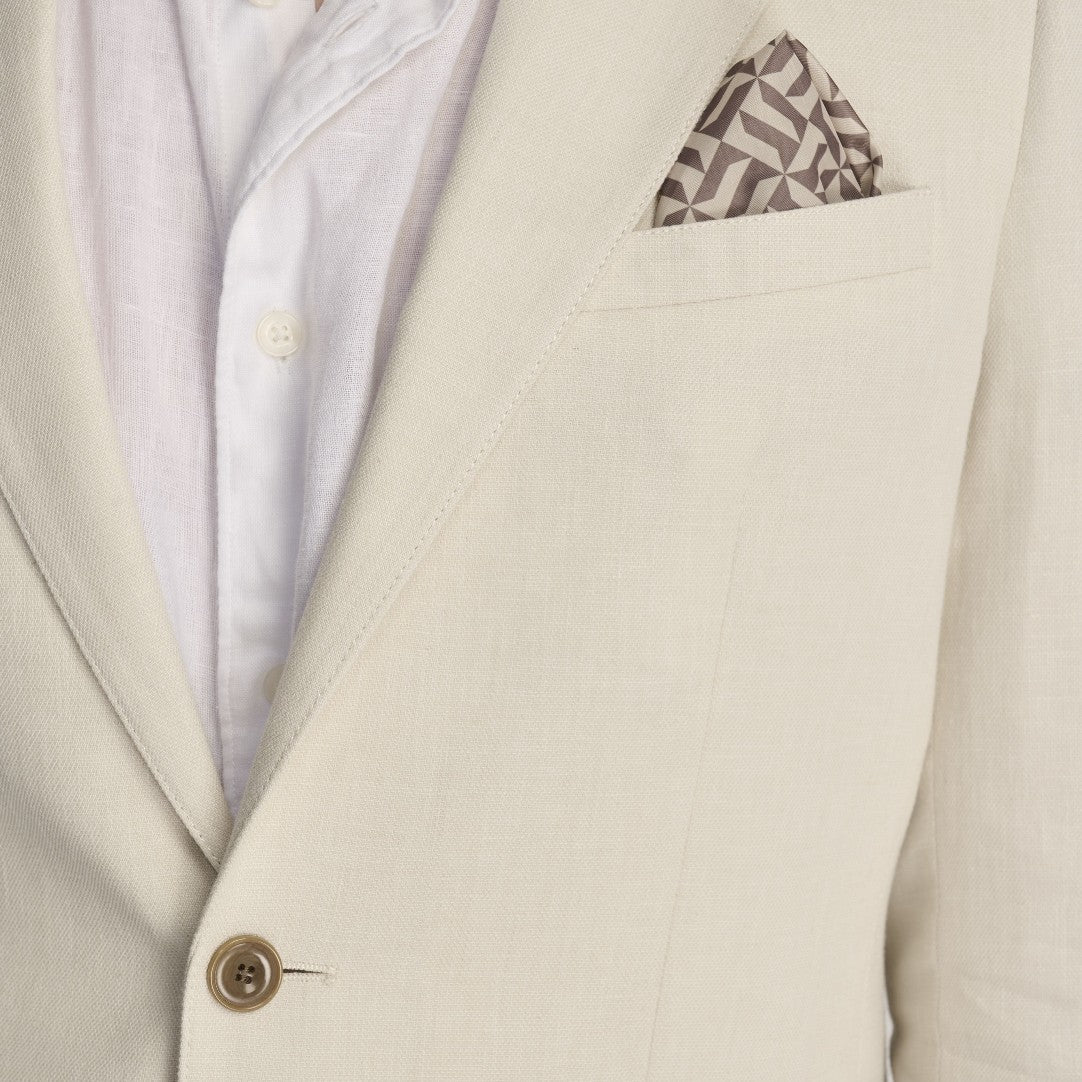 Giacomo Slim Fit Cotton Linen Suit Jacket in Stone RRP £139