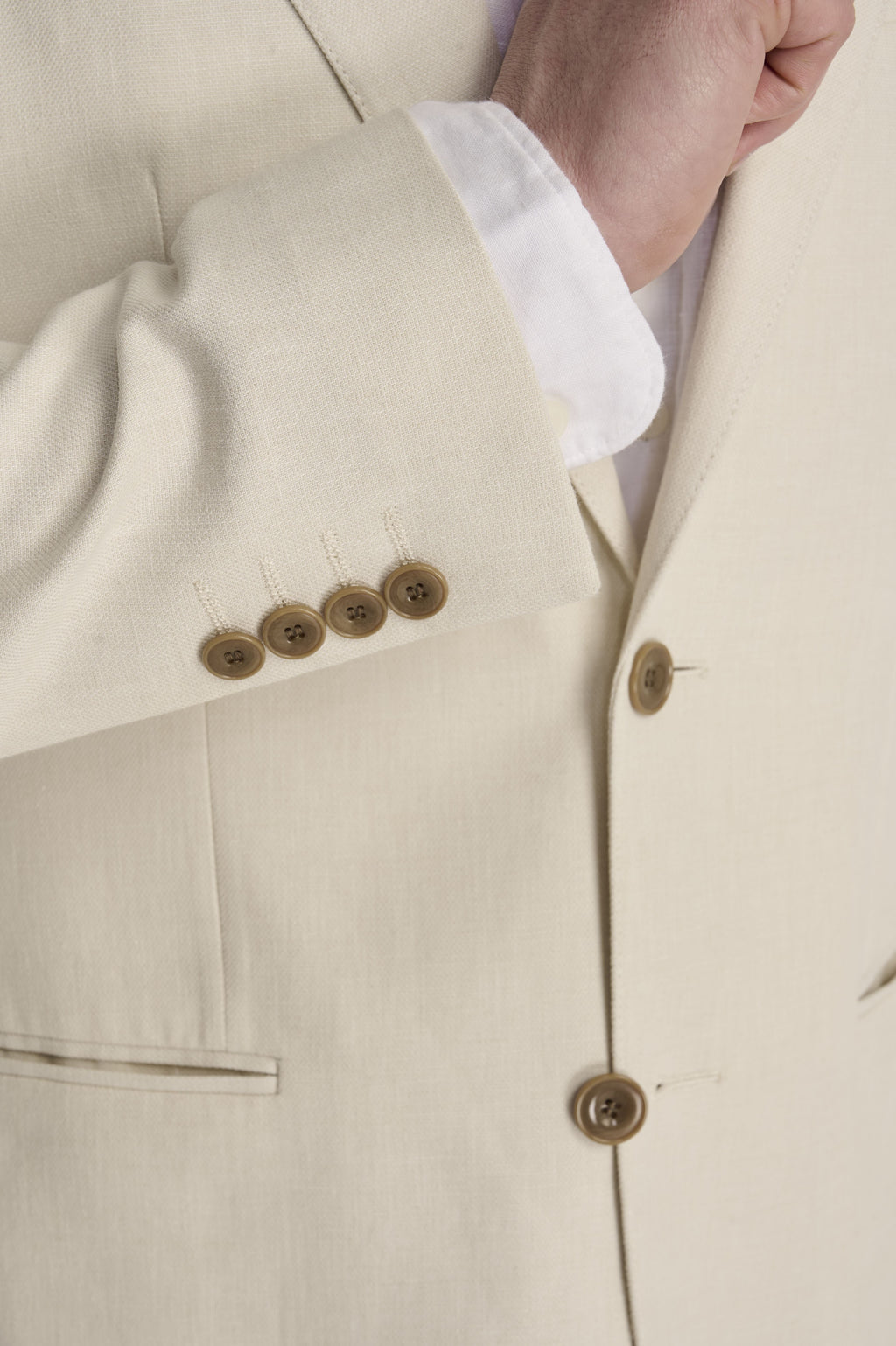 Giacomo Slim Fit Cotton Linen Suit Jacket in Stone RRP £139