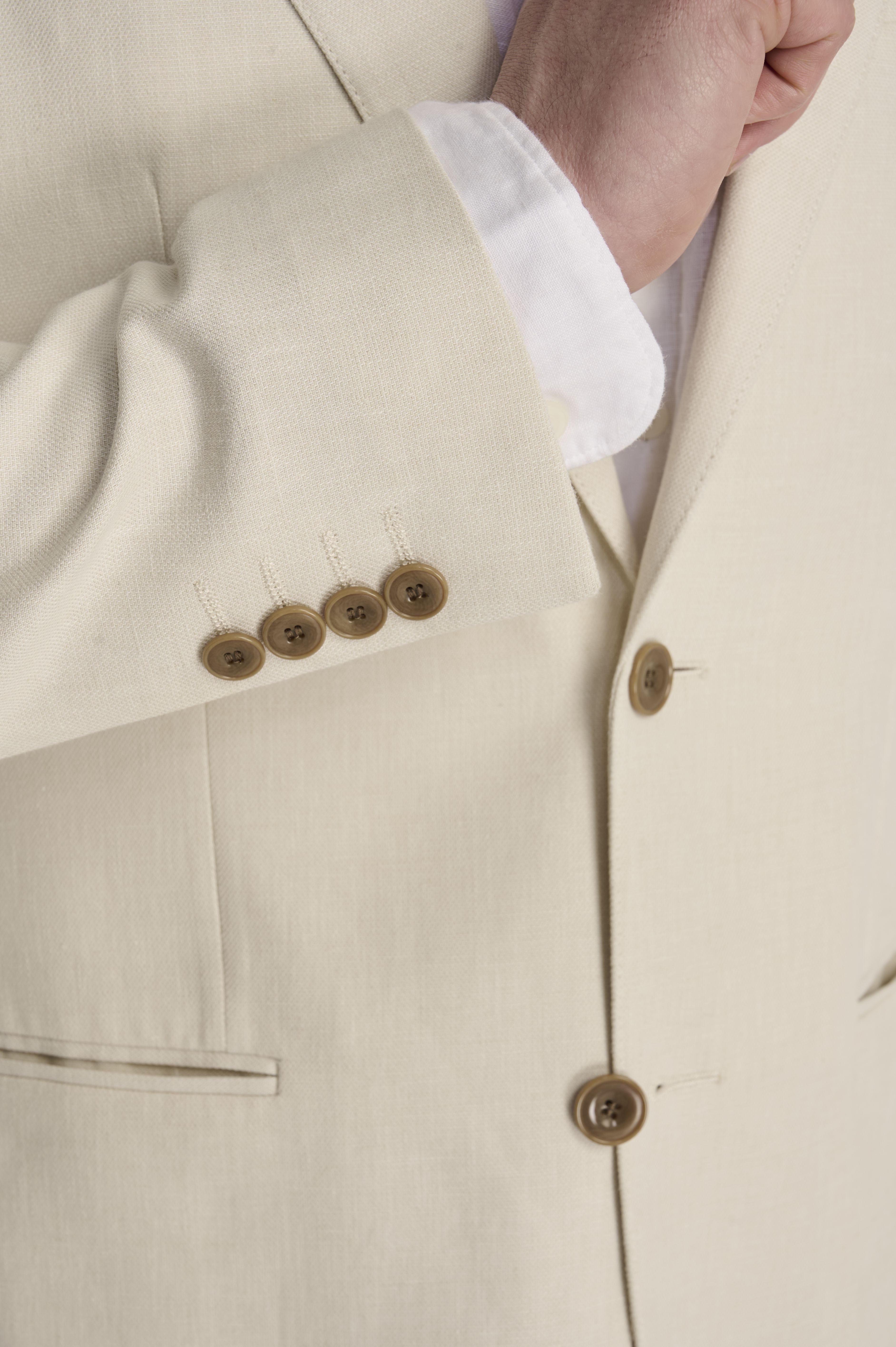 Giacomo Slim Fit Cotton Linen Suit Jacket in Stone RRP £139