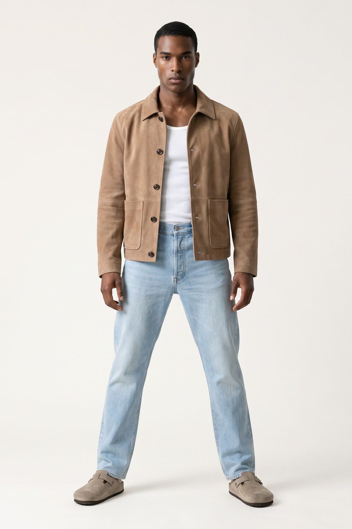 Theo Suede Shacket in Camel RRP £199