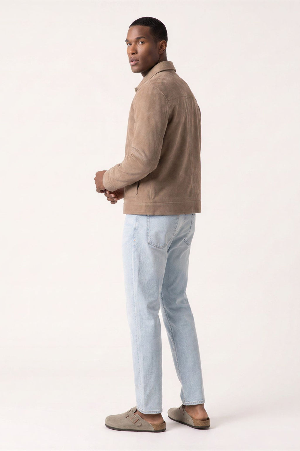 Theo Suede Shacket in Camel RRP £199