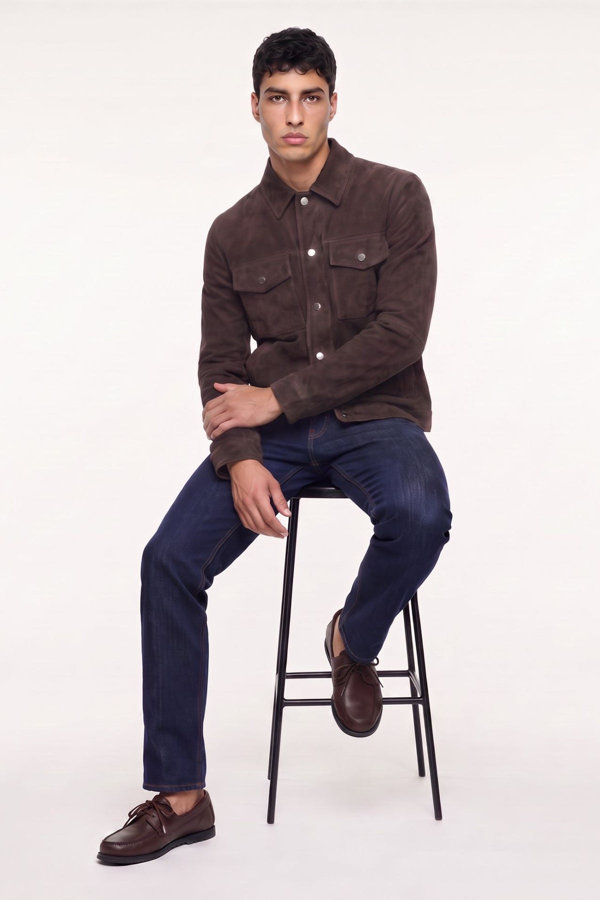 Santino Suede Trucker Jacket in  Brown RRP £199