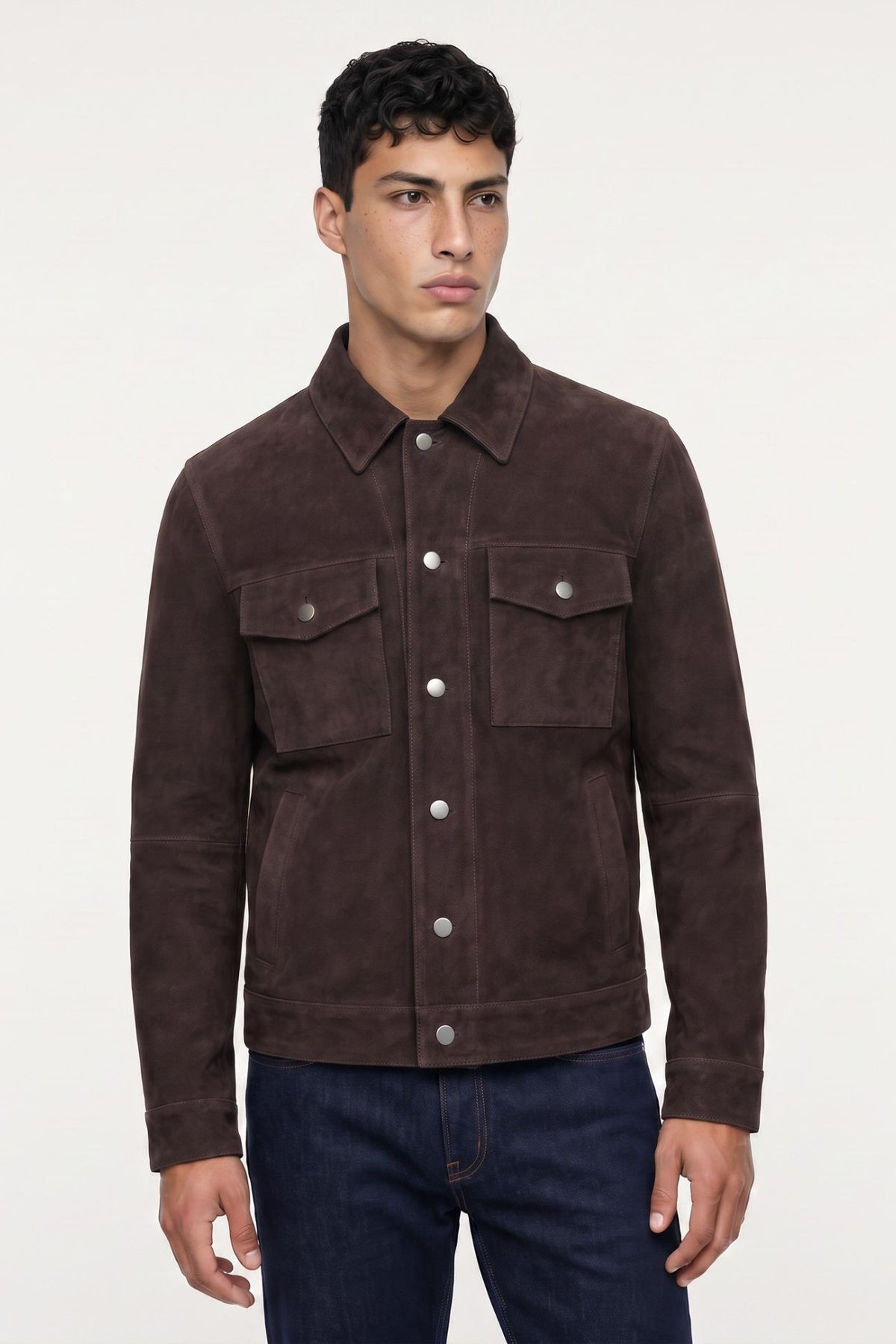 Santino Suede Trucker Jacket in  Brown RRP £199