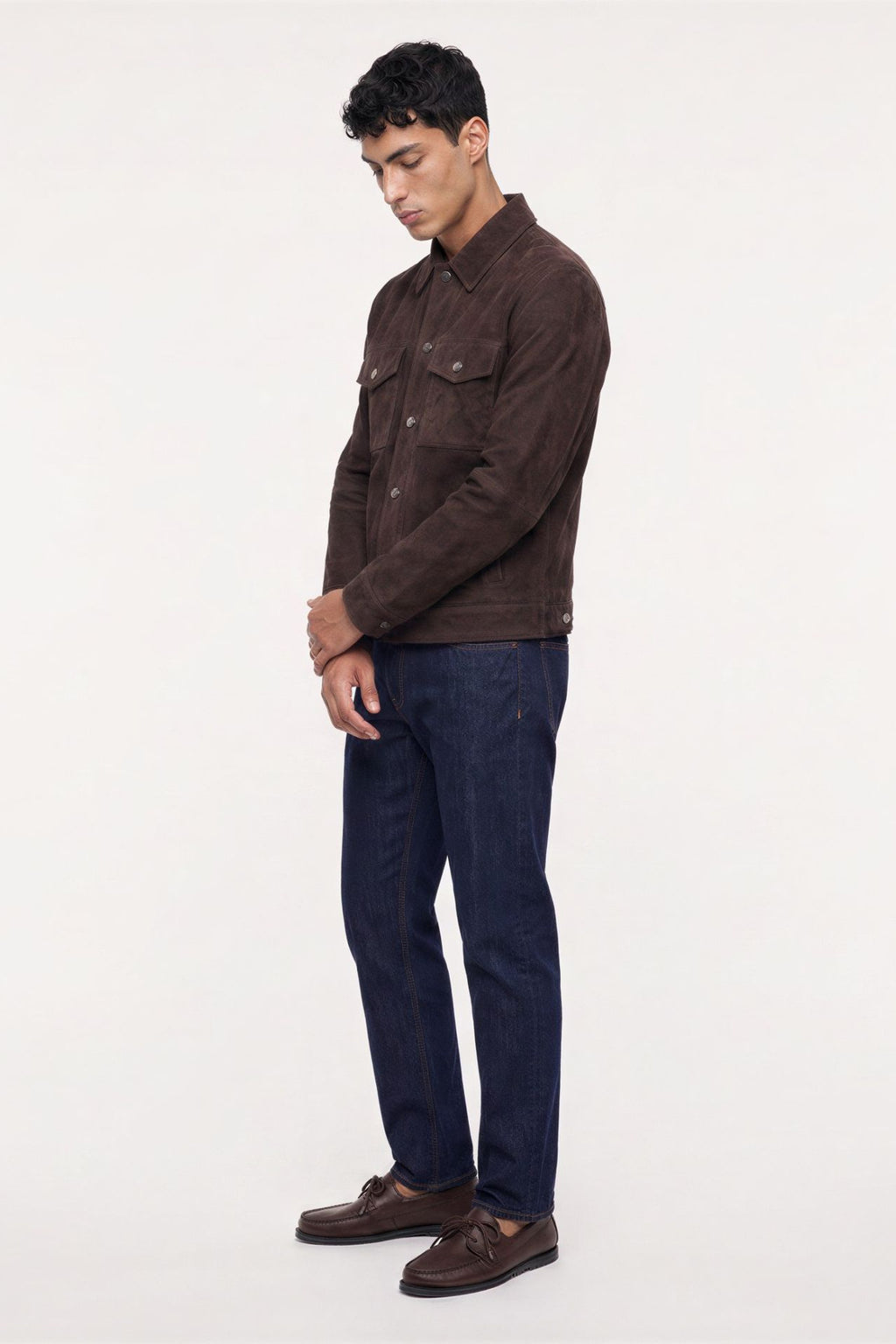 Santino Suede Trucker Jacket in  Brown RRP £199