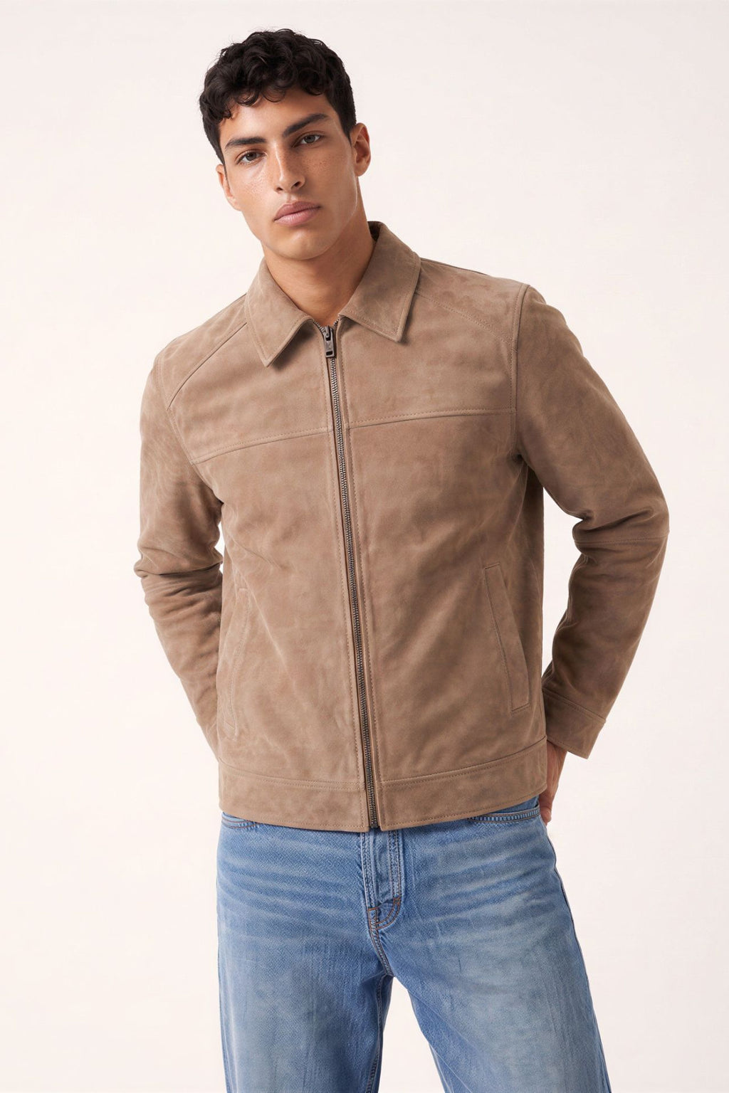 Remo Suede Harrington Jacket in Camel RRP £199