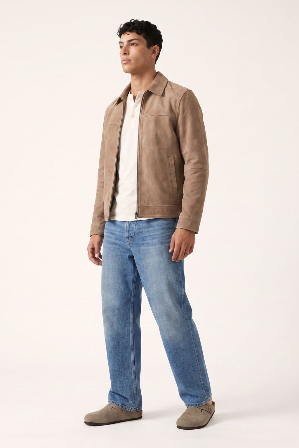 Remo Suede Harrington Jacket in Camel RRP £199