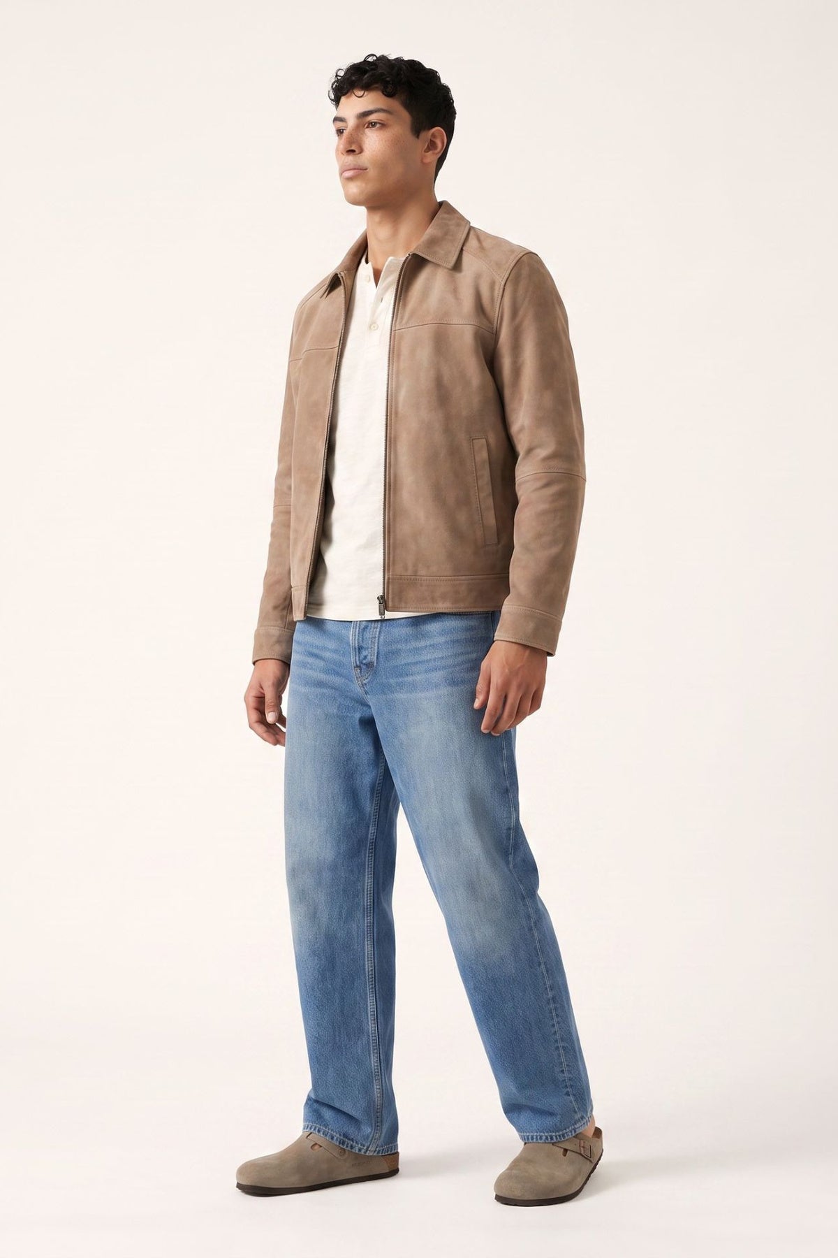 Remo Suede Harrington Jacket in Camel RRP £199