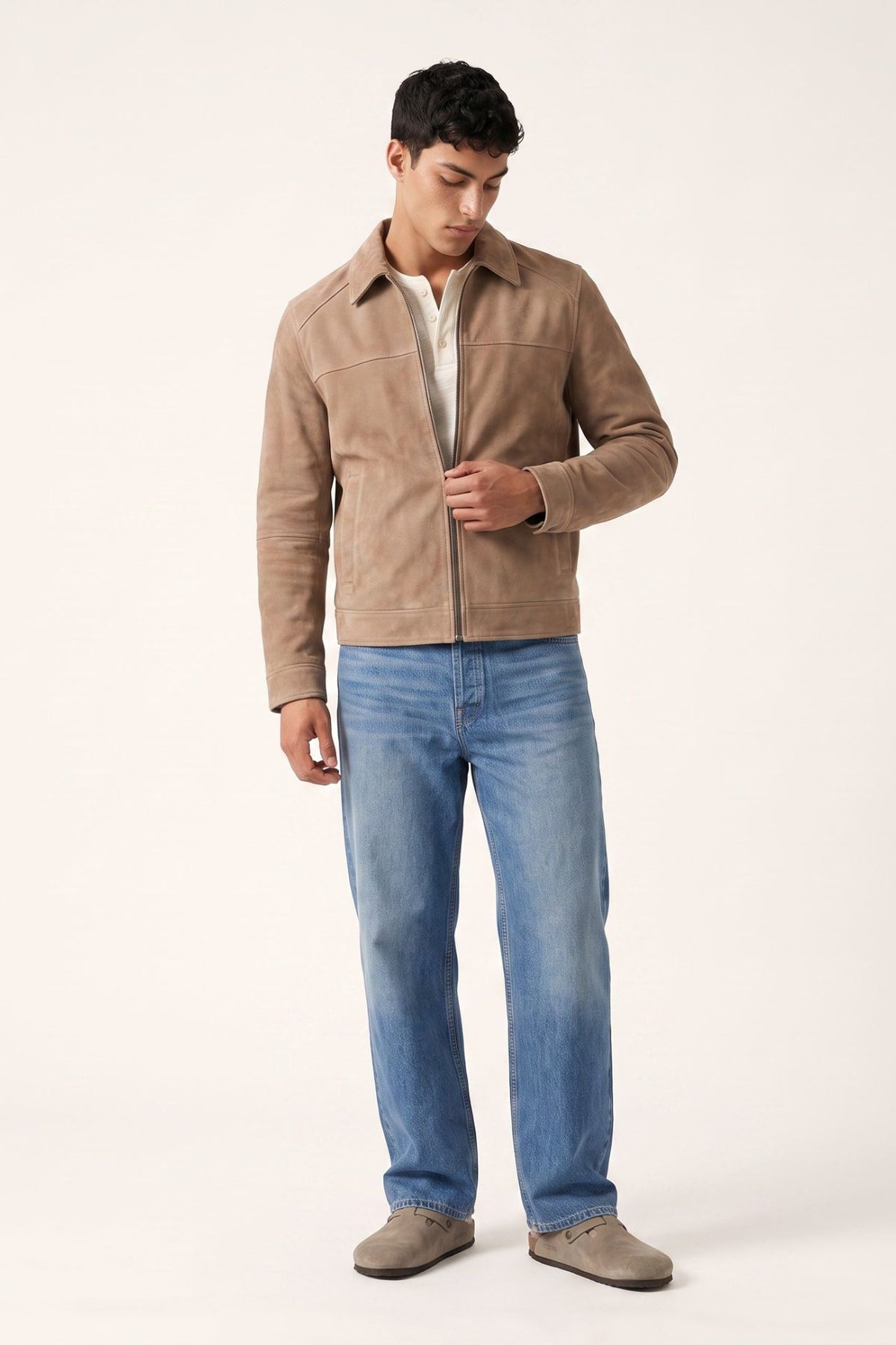 Remo Suede Harrington Jacket in Camel RRP £199