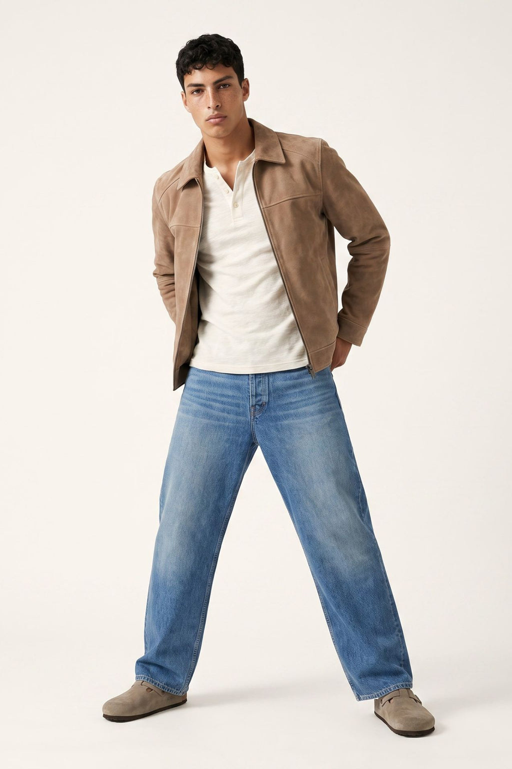 Remo Suede Harrington Jacket in Camel RRP £199