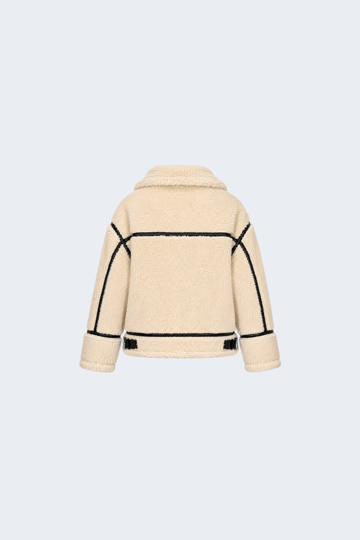 Elle Delia Cropped Faux-Shearling Aviator Jacket Beige RRP £279