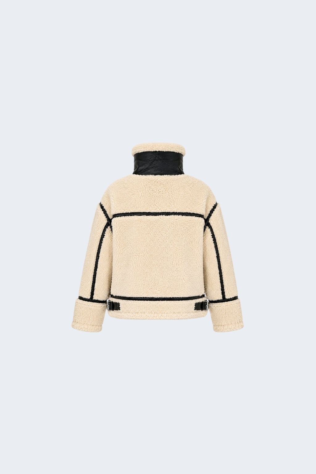 Elle Delia Cropped Faux-Shearling Aviator Jacket Beige RRP £279