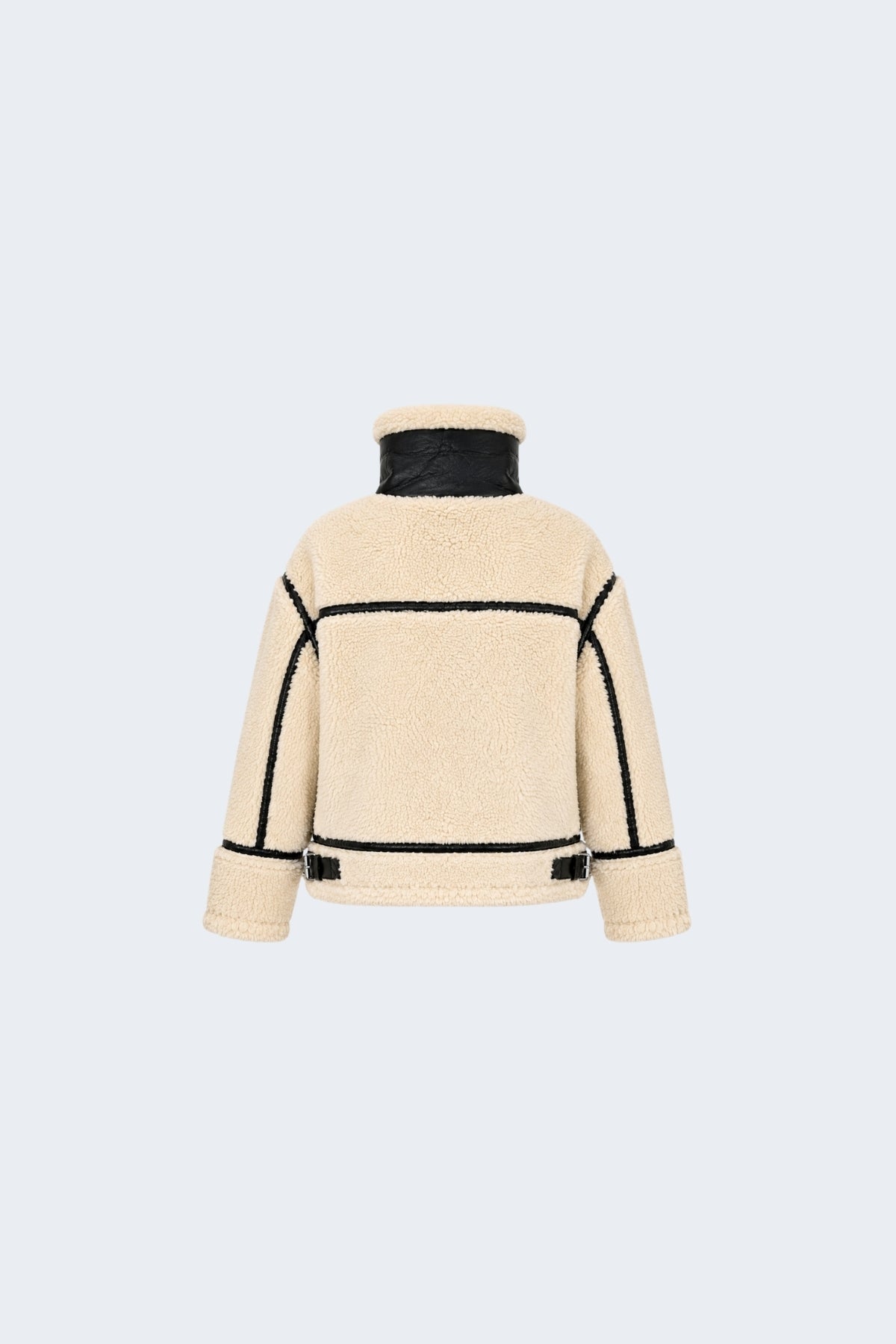 Elle Delia Cropped Faux-Shearling Aviator Jacket Beige RRP £279